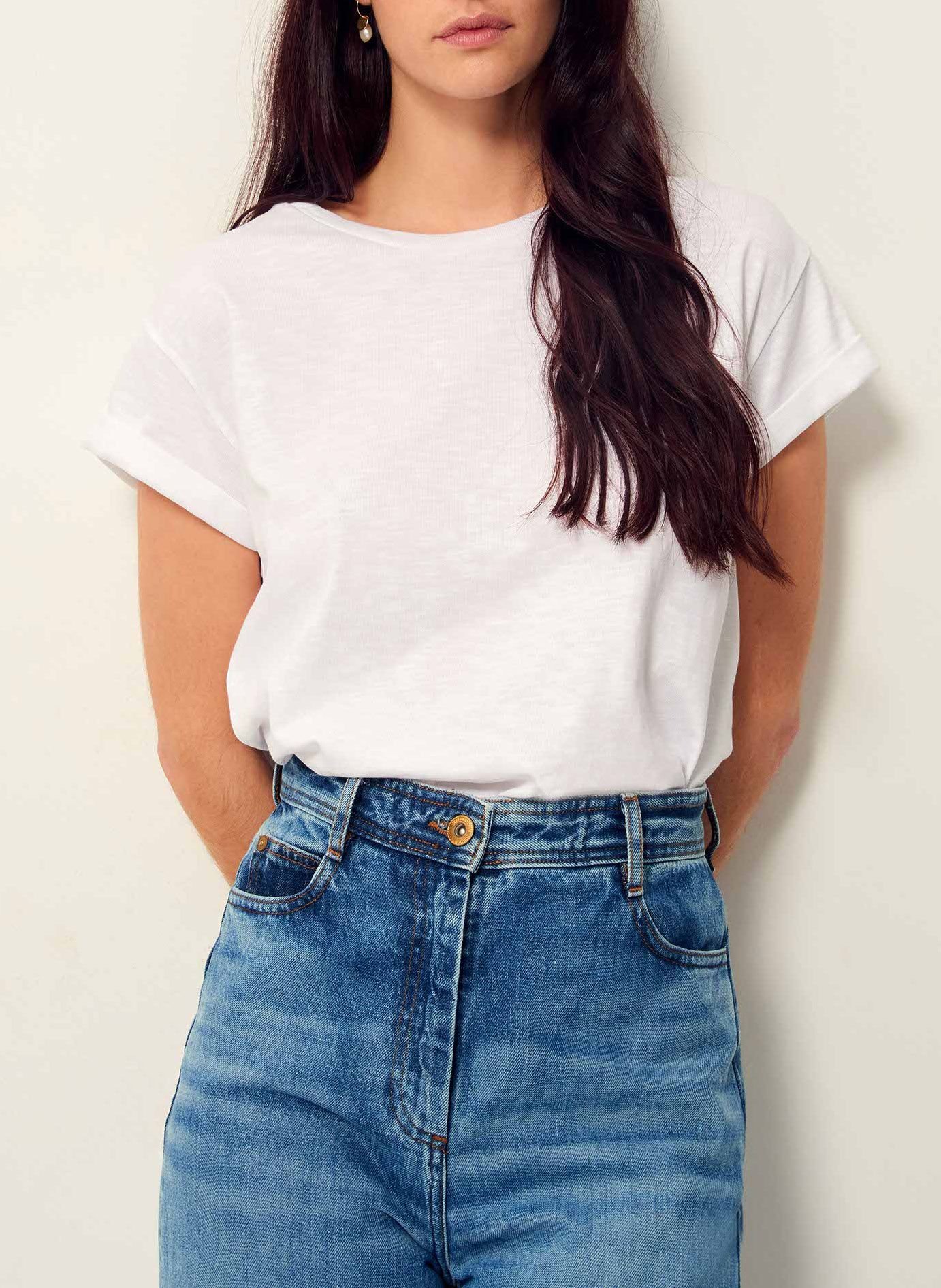 Tee-shirt col rond en coton mélangé albano SESSUN Blanc