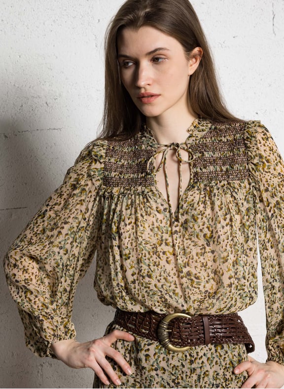 Blouse droite imprimée capucine Blanc by BA&SH BA&SH Blouse droite imprimée capucine Blanc