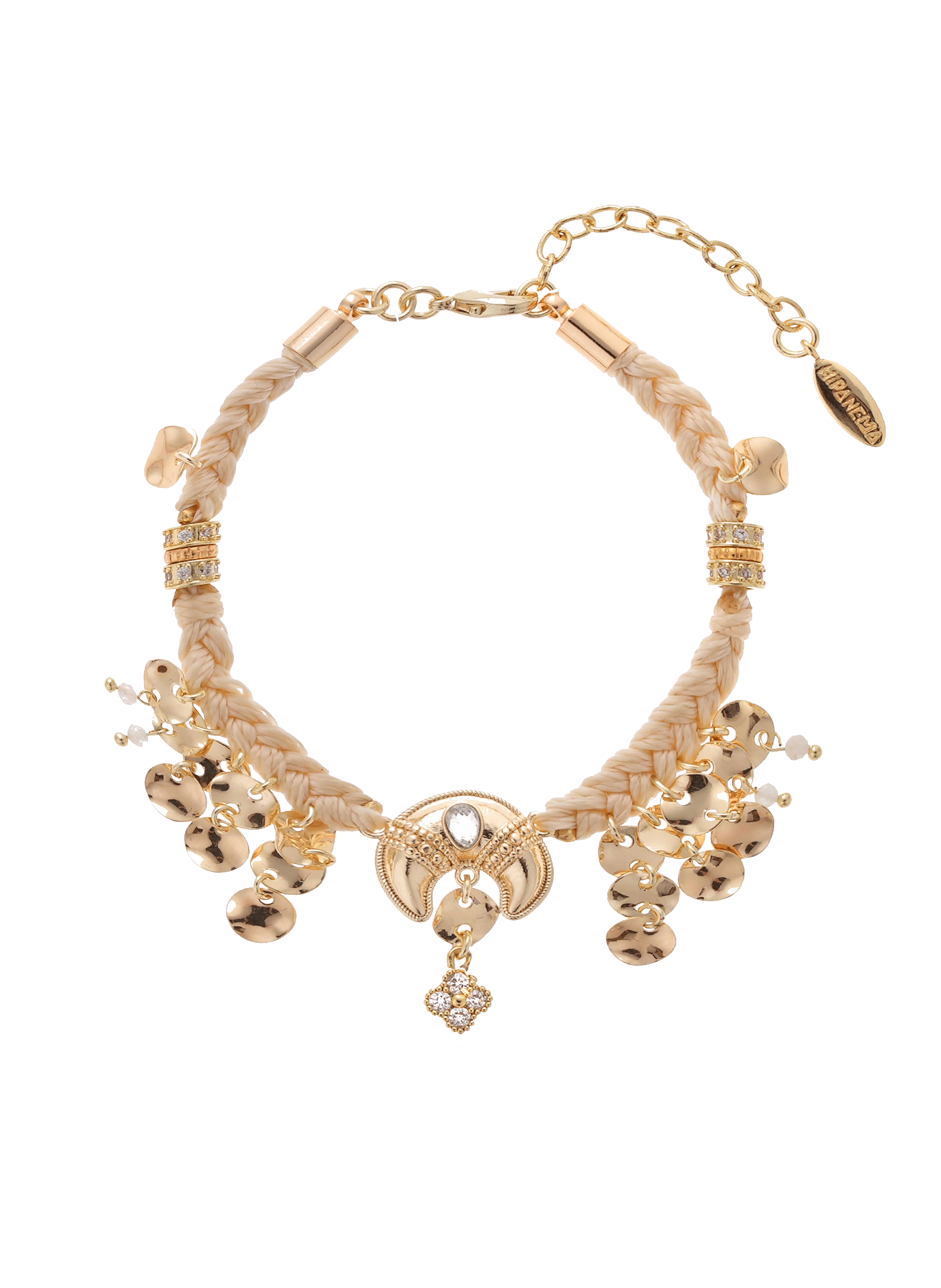HIPANEMA Bracelet cordon réglable avec perles et pampilles rozo Blanc