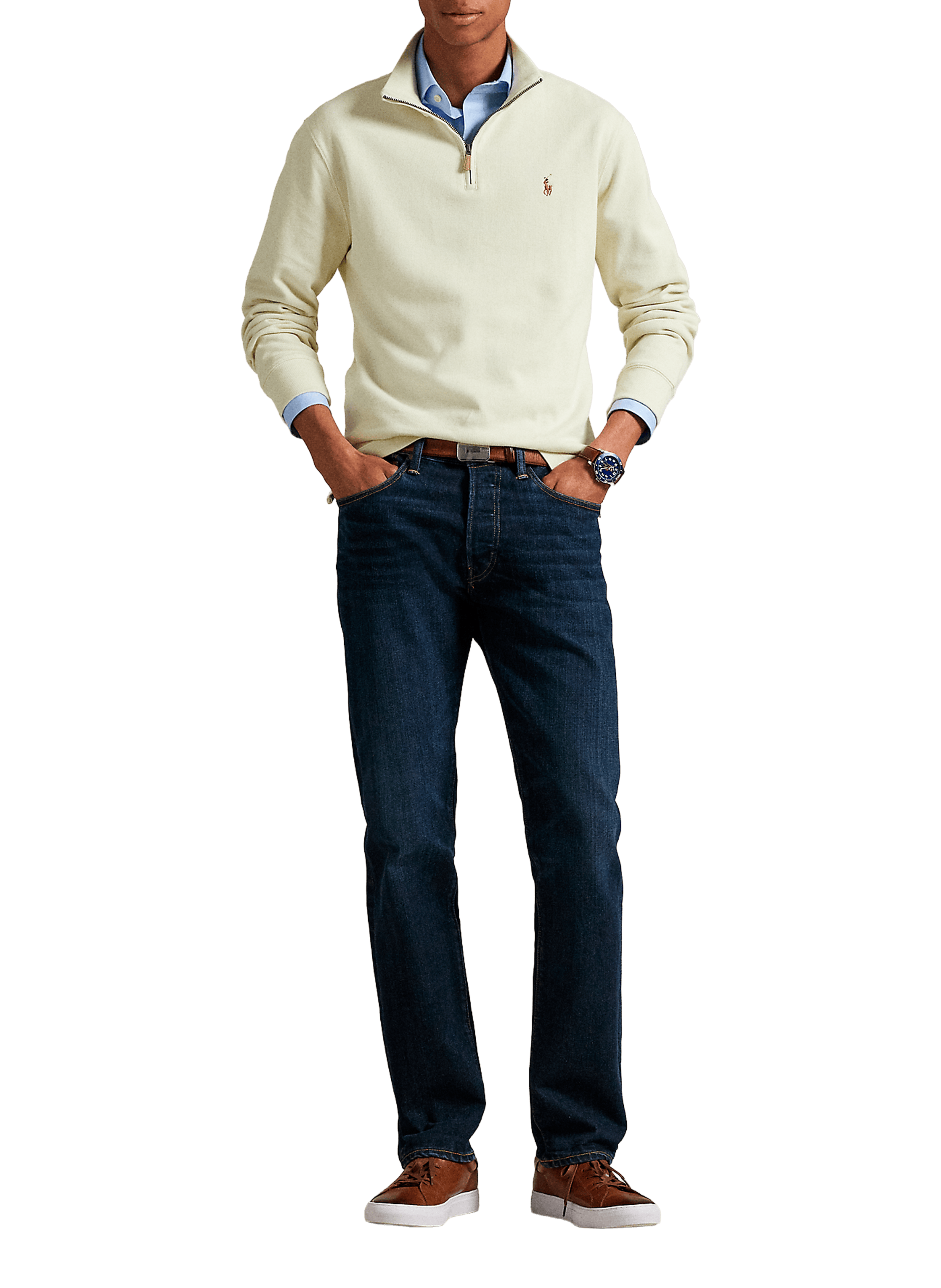 Pull col montant en coton POLO RALPH LAUREN Beige