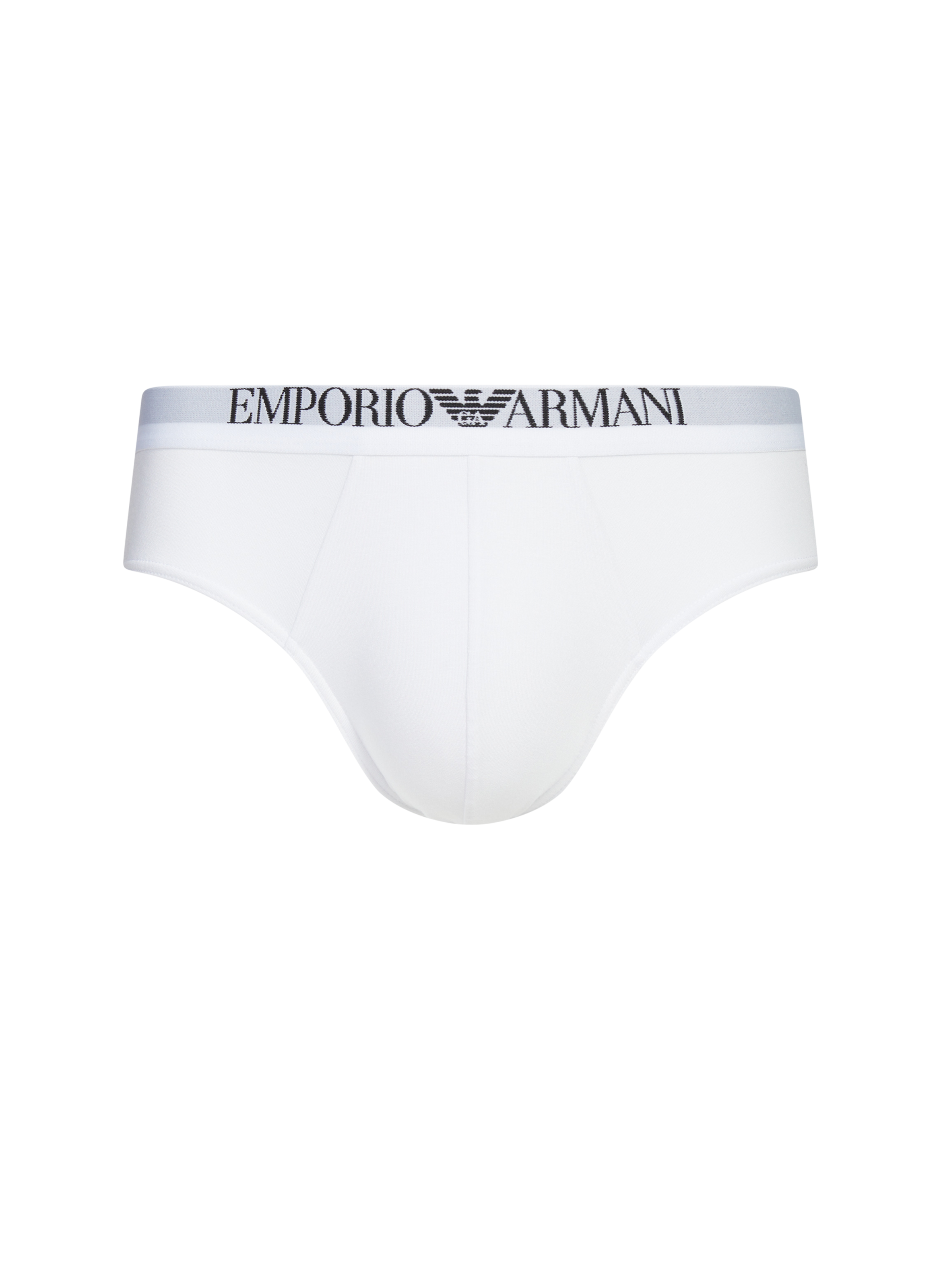 Pack de deux slips à logo EMPORIO ARMANI Blanc