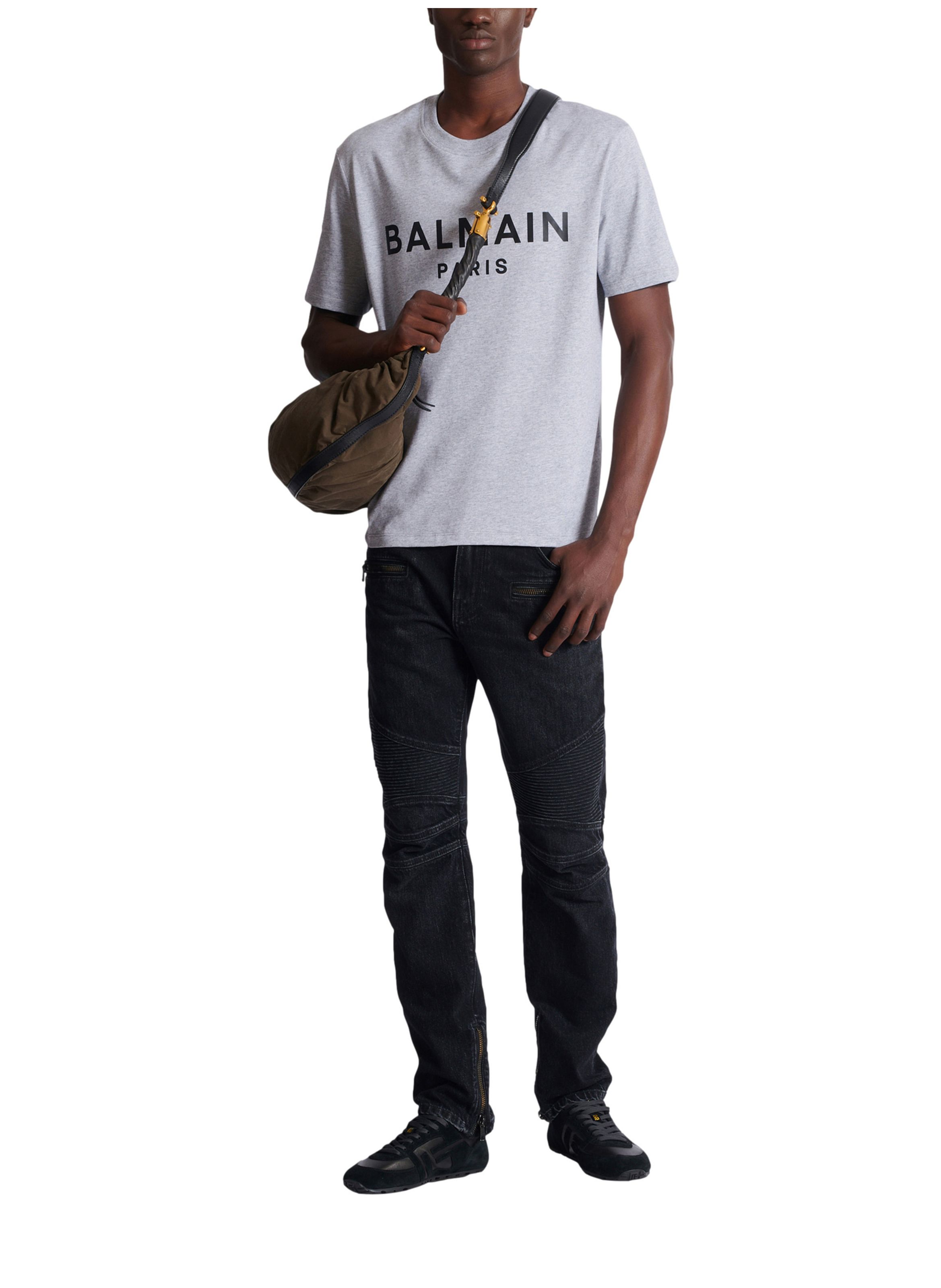 Pantalon biker en denim vintage noir BALMAIN Noir