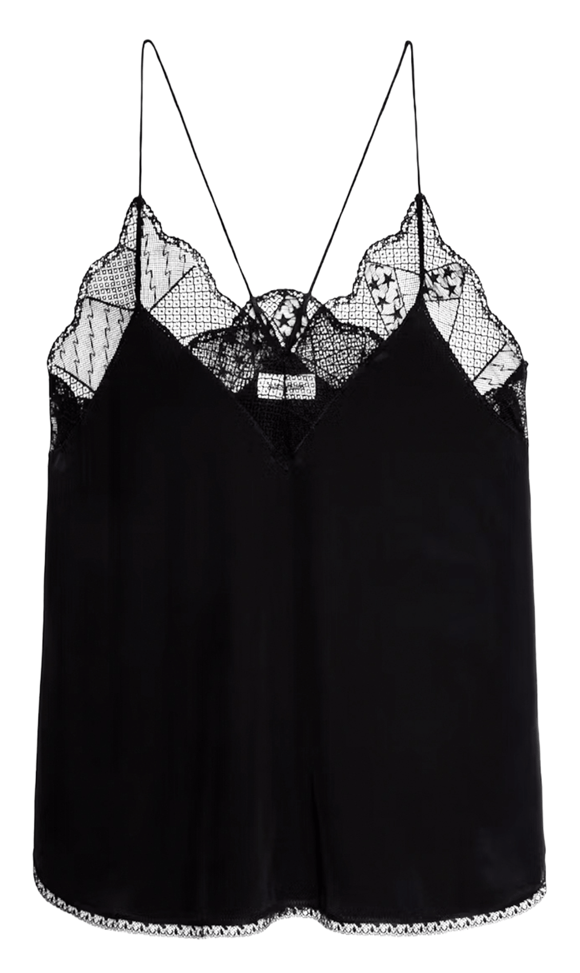 Débardeur uni à dentelle en soie christy ZADIG&VOLTAIRE Noir