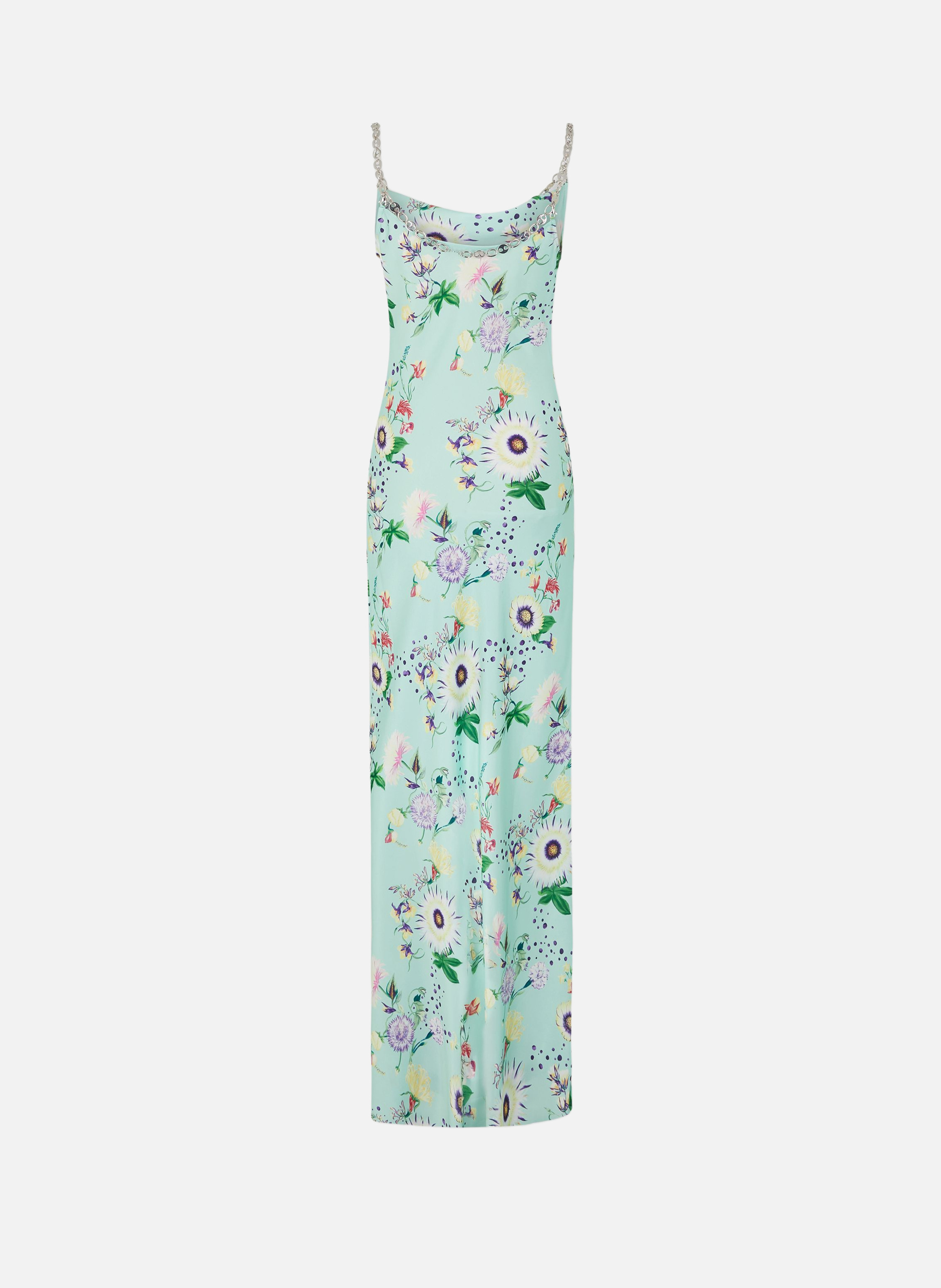 Robe à motifs floraux avec détails chaînes RABANNE Vert