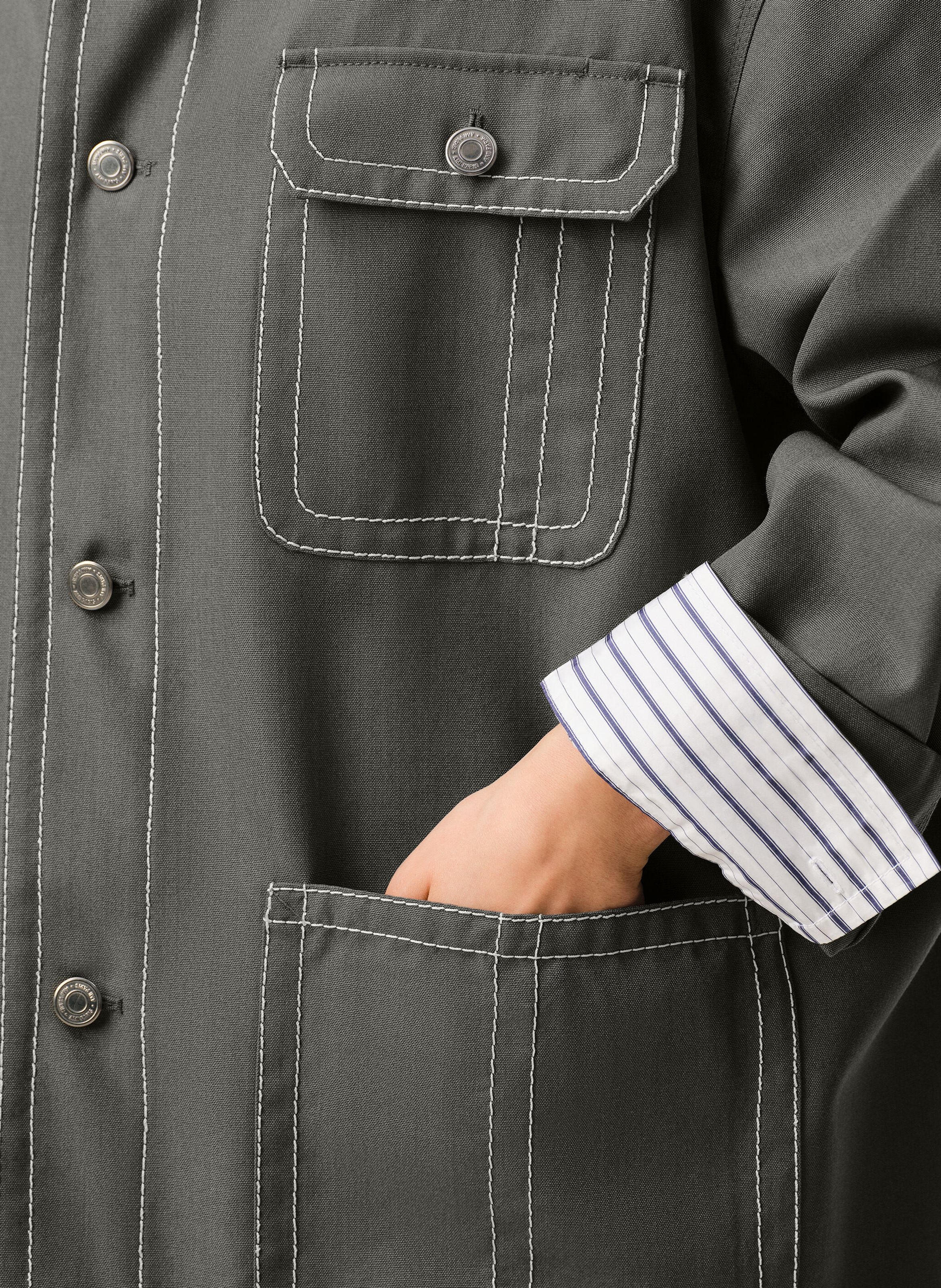 Veste worker unisexe en laine vierge AMI PARIS Gris