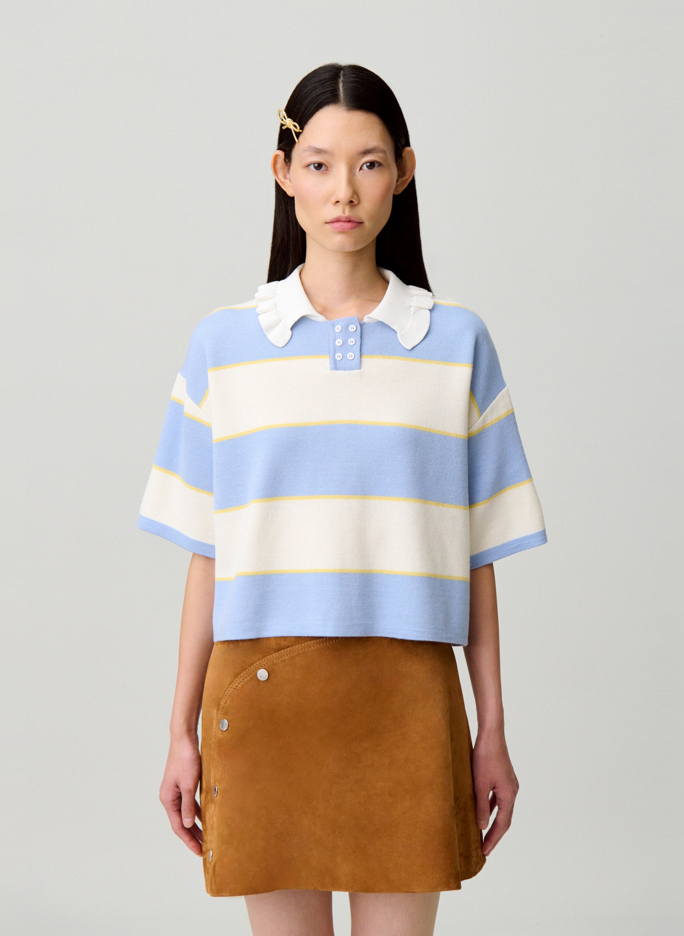 Pull col claudine en laine mélangée CLAUDIE PIERLOT Bleu