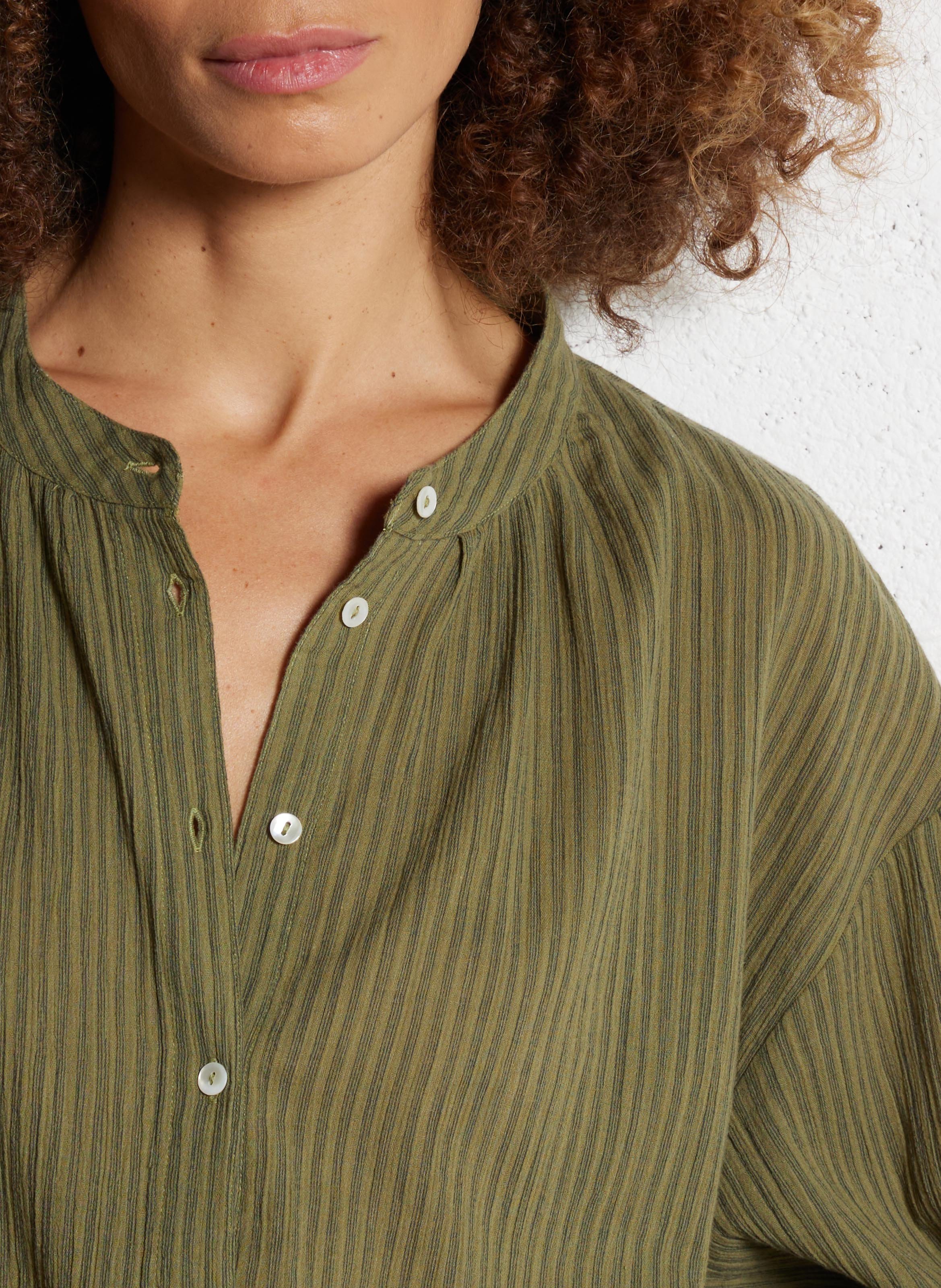 Chemise ample col mao en coton sigrid MAISON 123 Kaki
