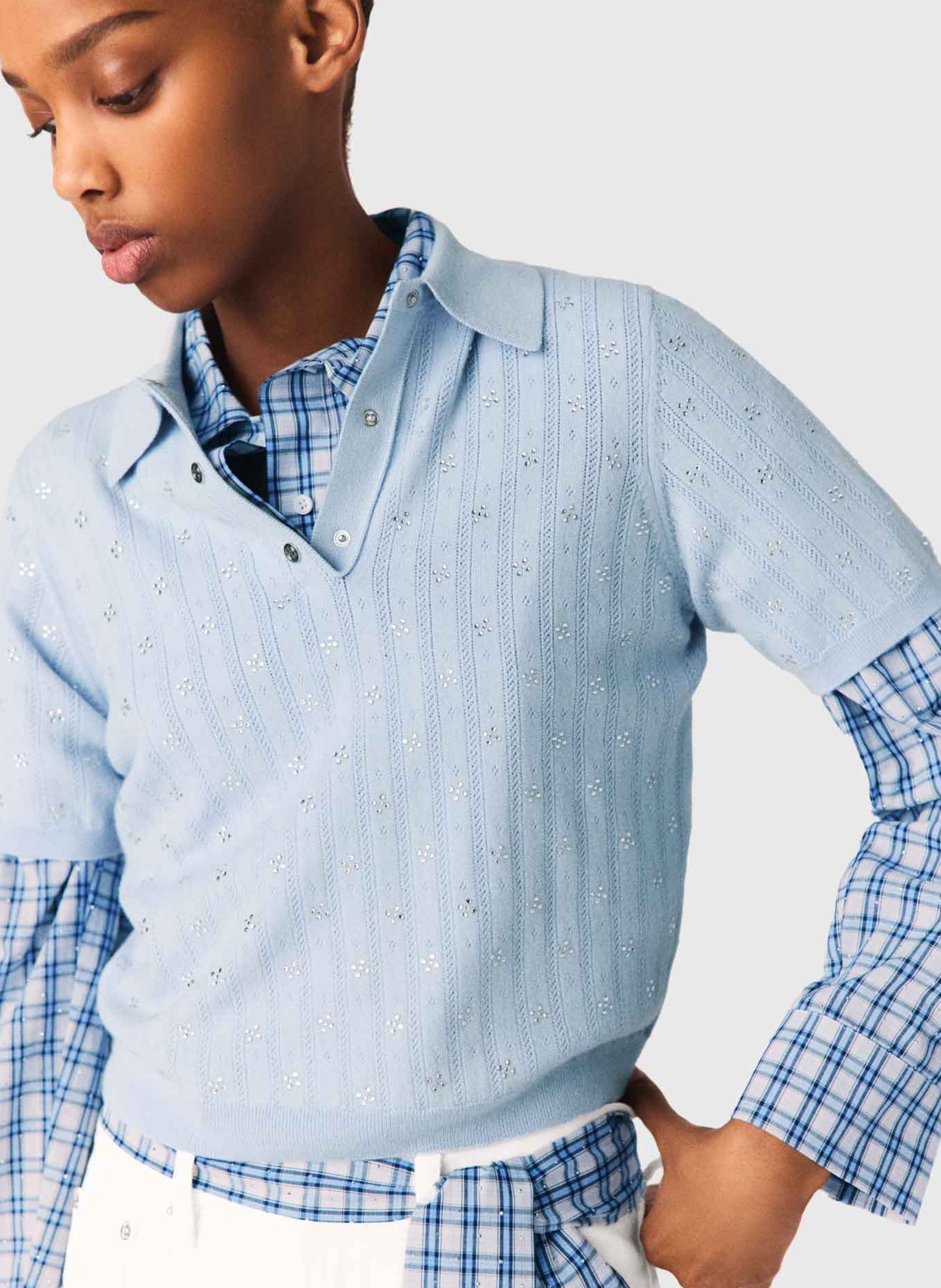 Polo en laine mélangée MAJE Bleu