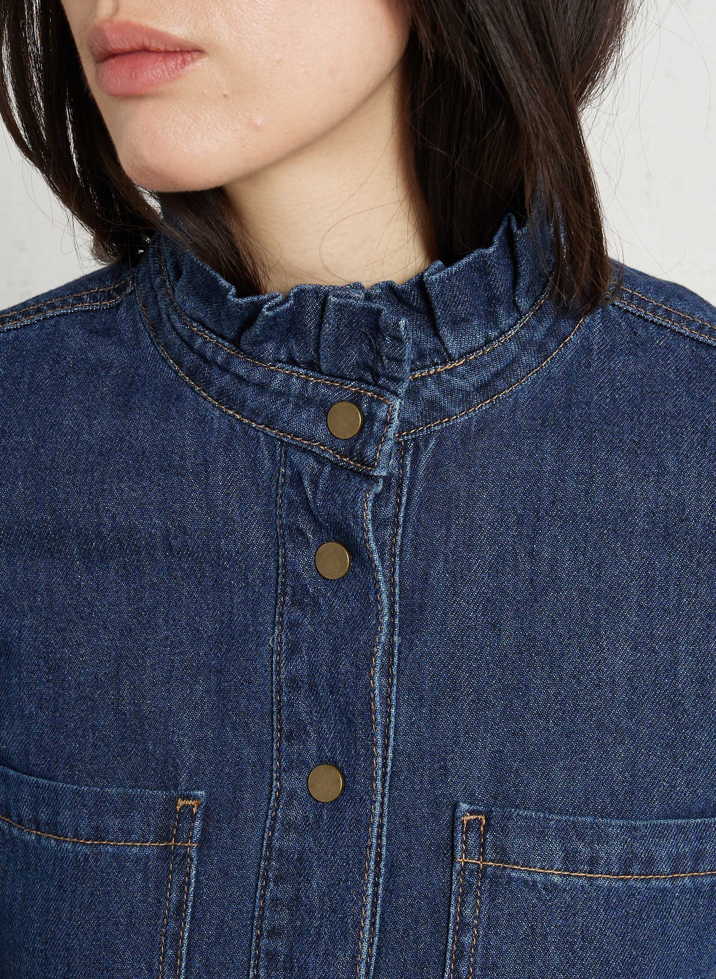 Chemise droite col rond en coton denise MAISON 123 Bleu