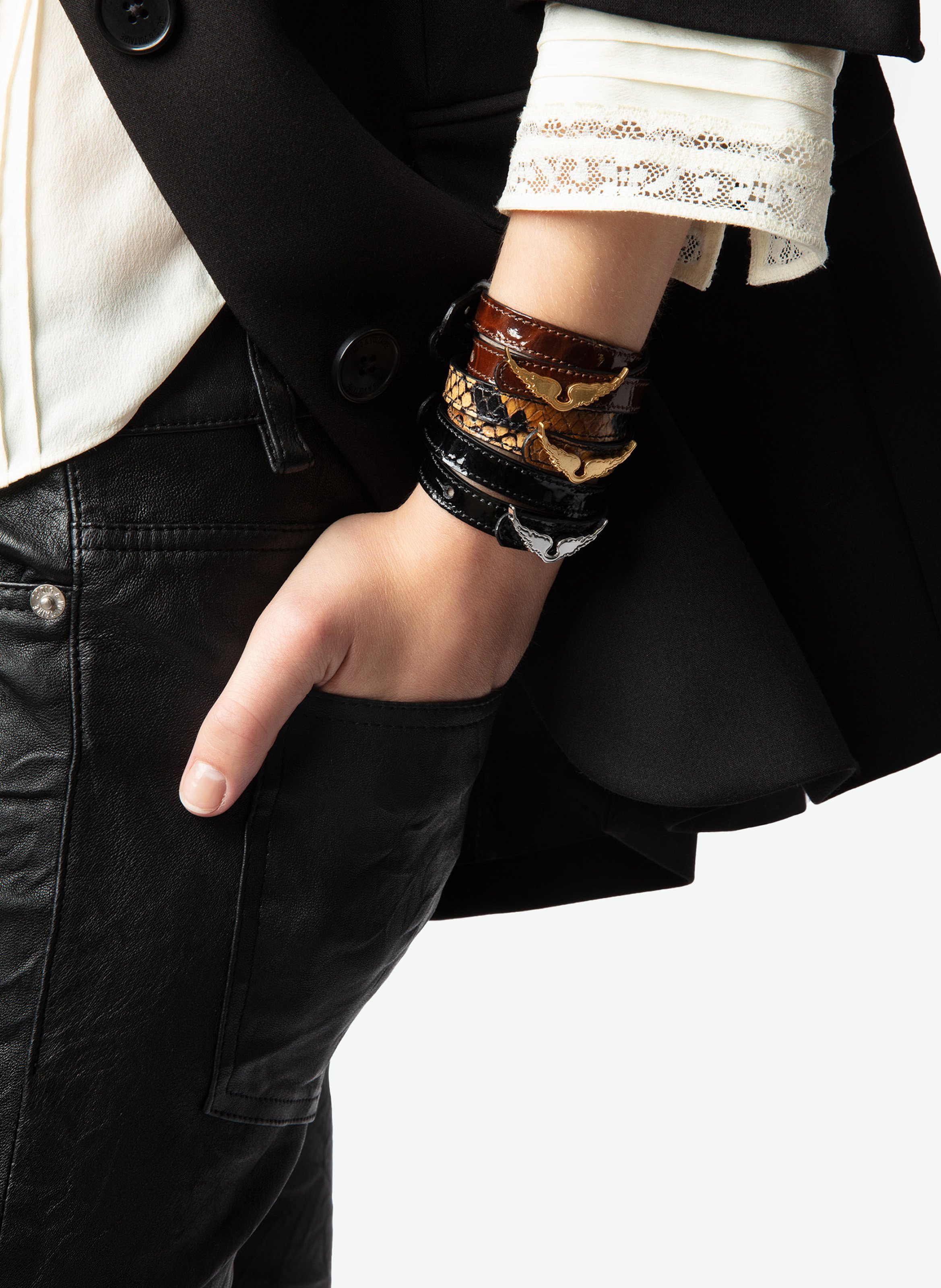 Bracelets en cuir rock ZADIG&VOLTAIRE Marron