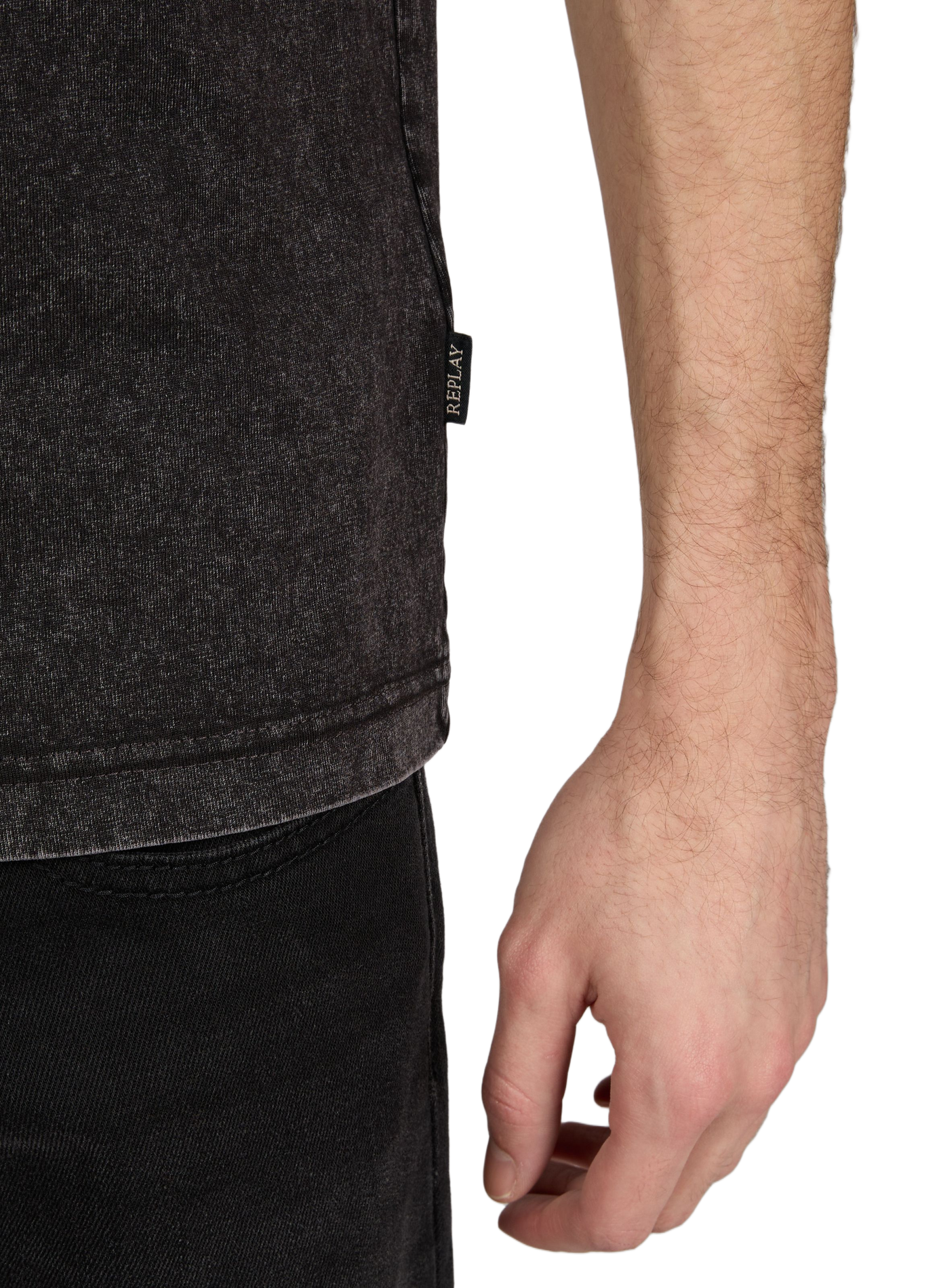 T-shirt droit manches courtes en coton REPLAY Noir