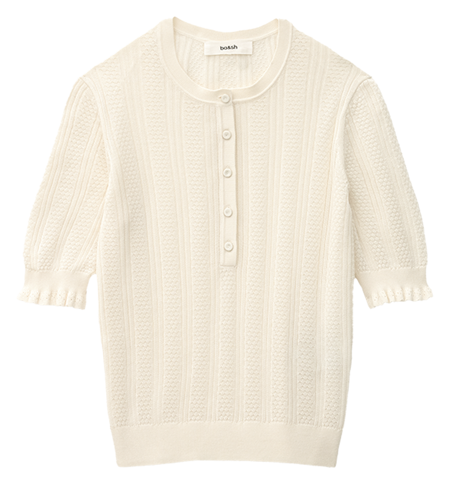 Pull col rond en maille fantaisie unie viola BA&SH Beige
