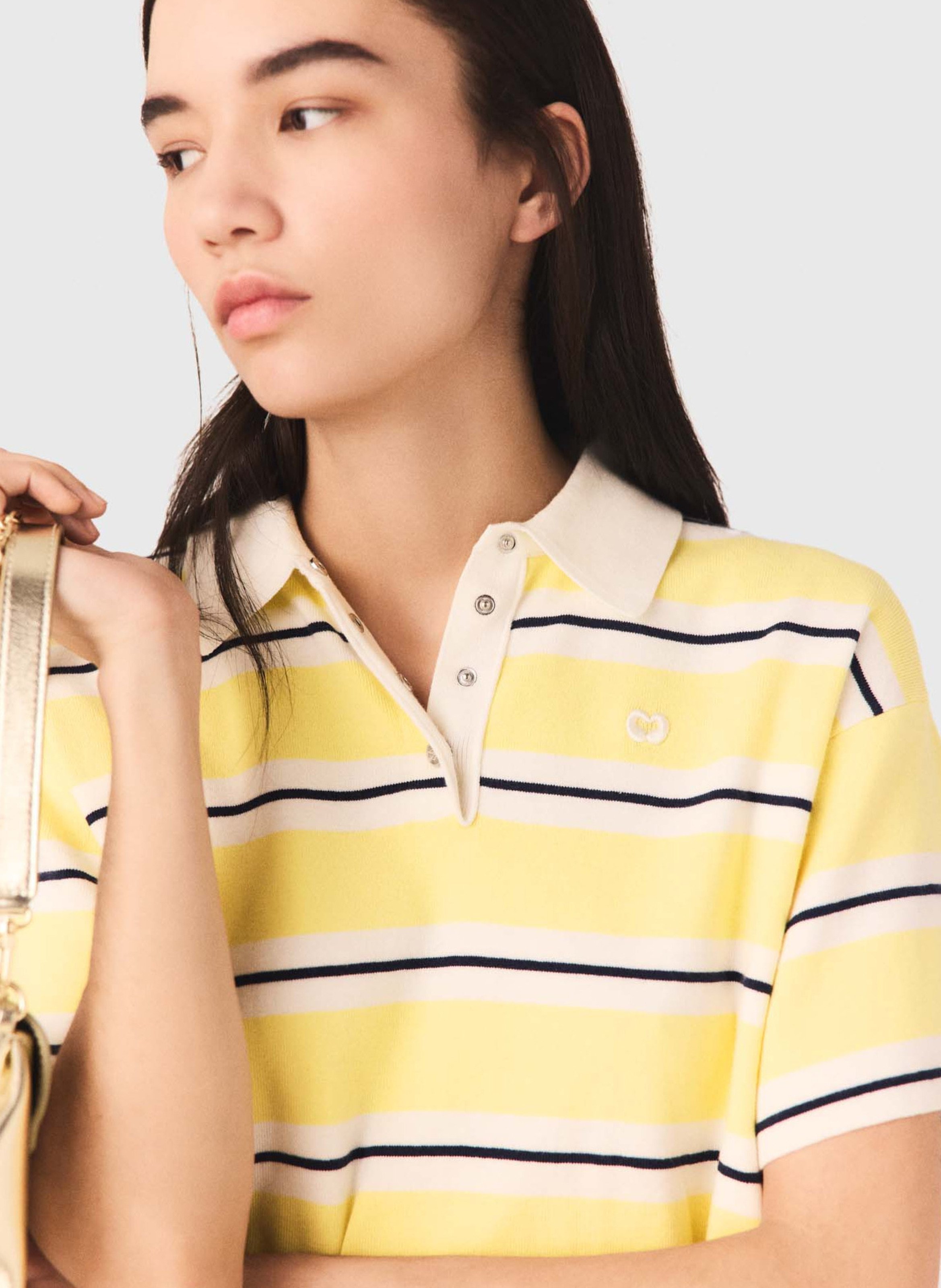 Polo droit en coton mélangé MAJE Jaune