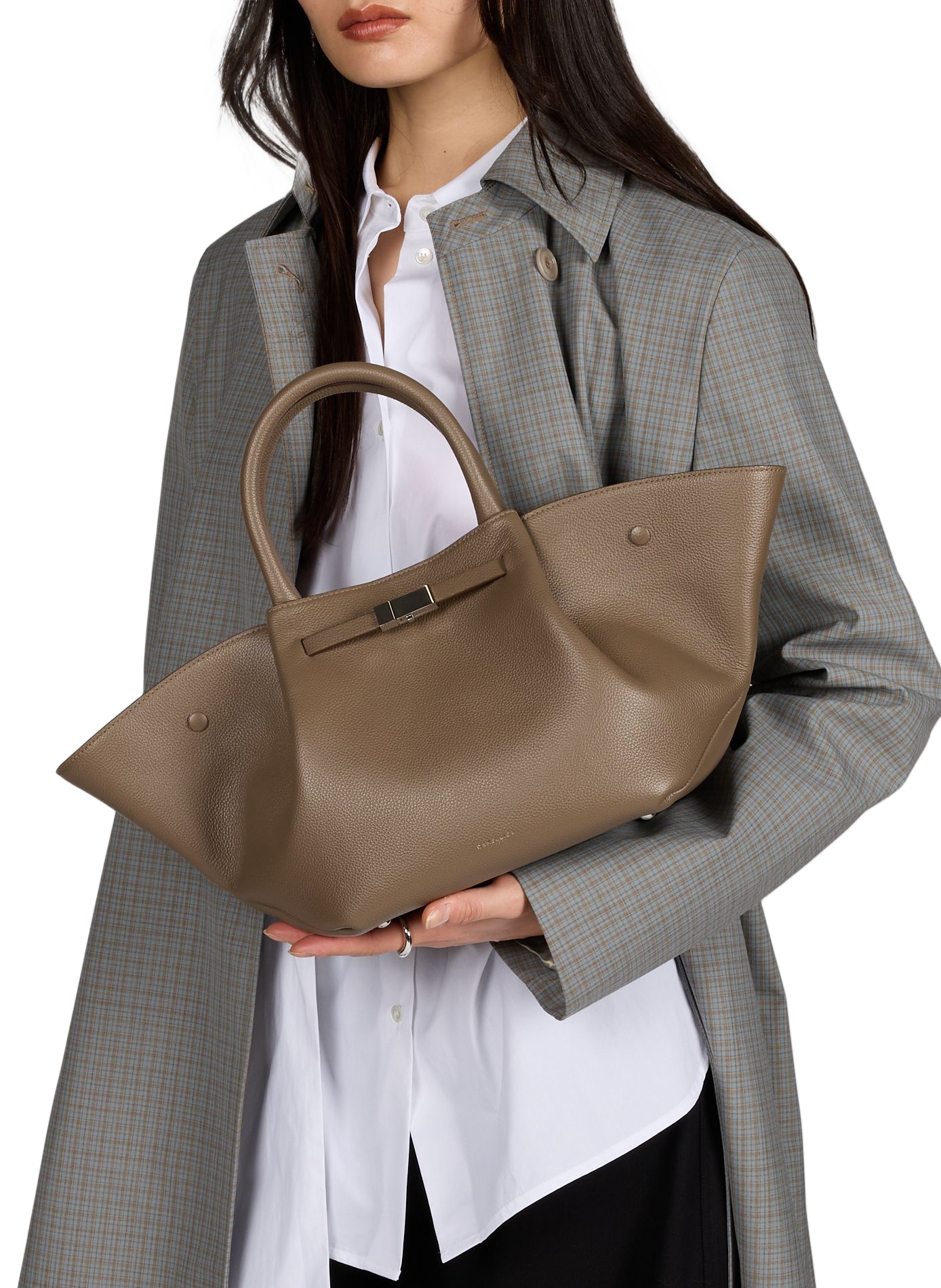 Gestreifter Ledertasche DEMELLIER LONDON Braun