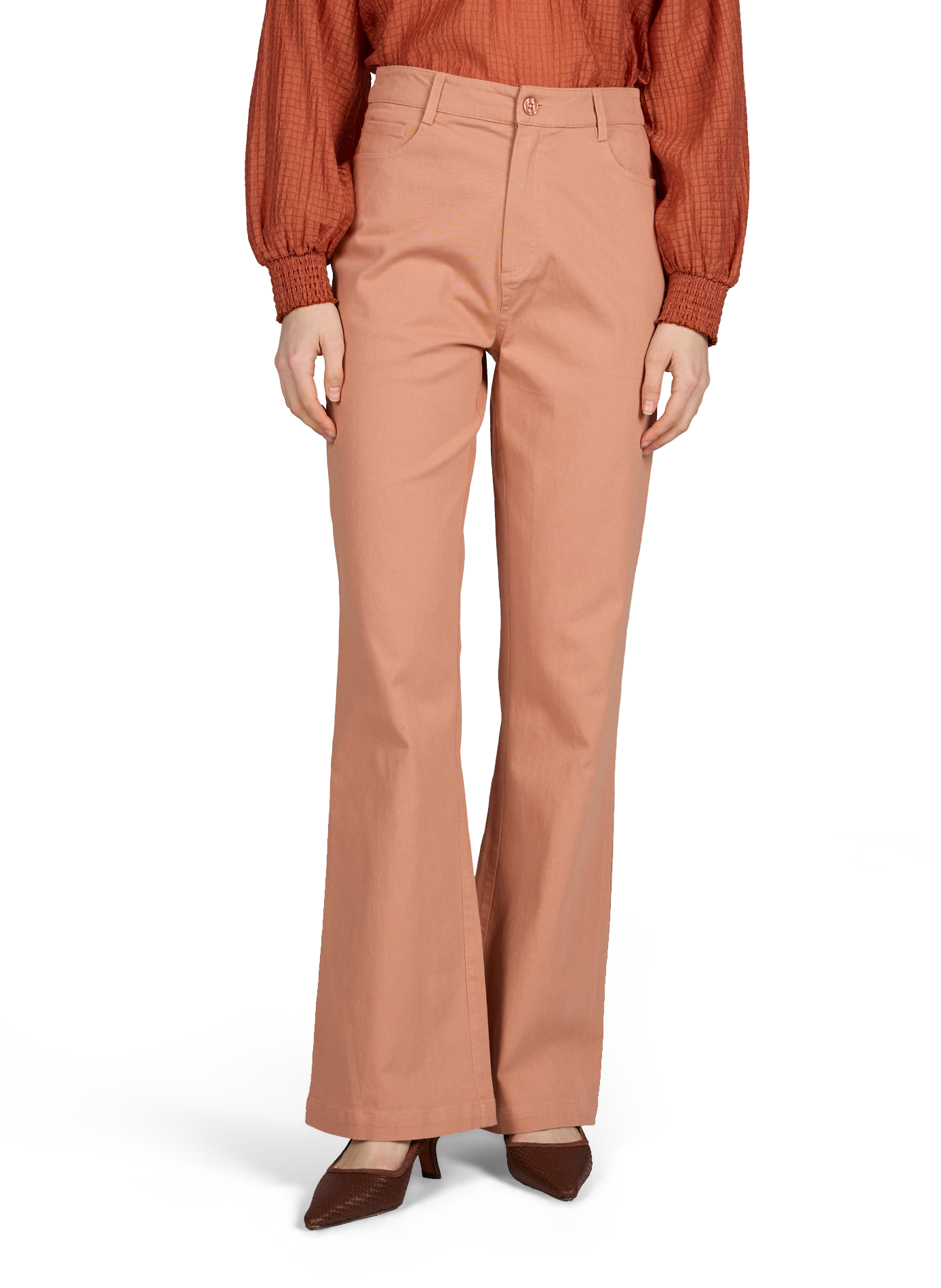 Bootcut trousers Pio in blended cotton PETITE MENDIGOTE Pink