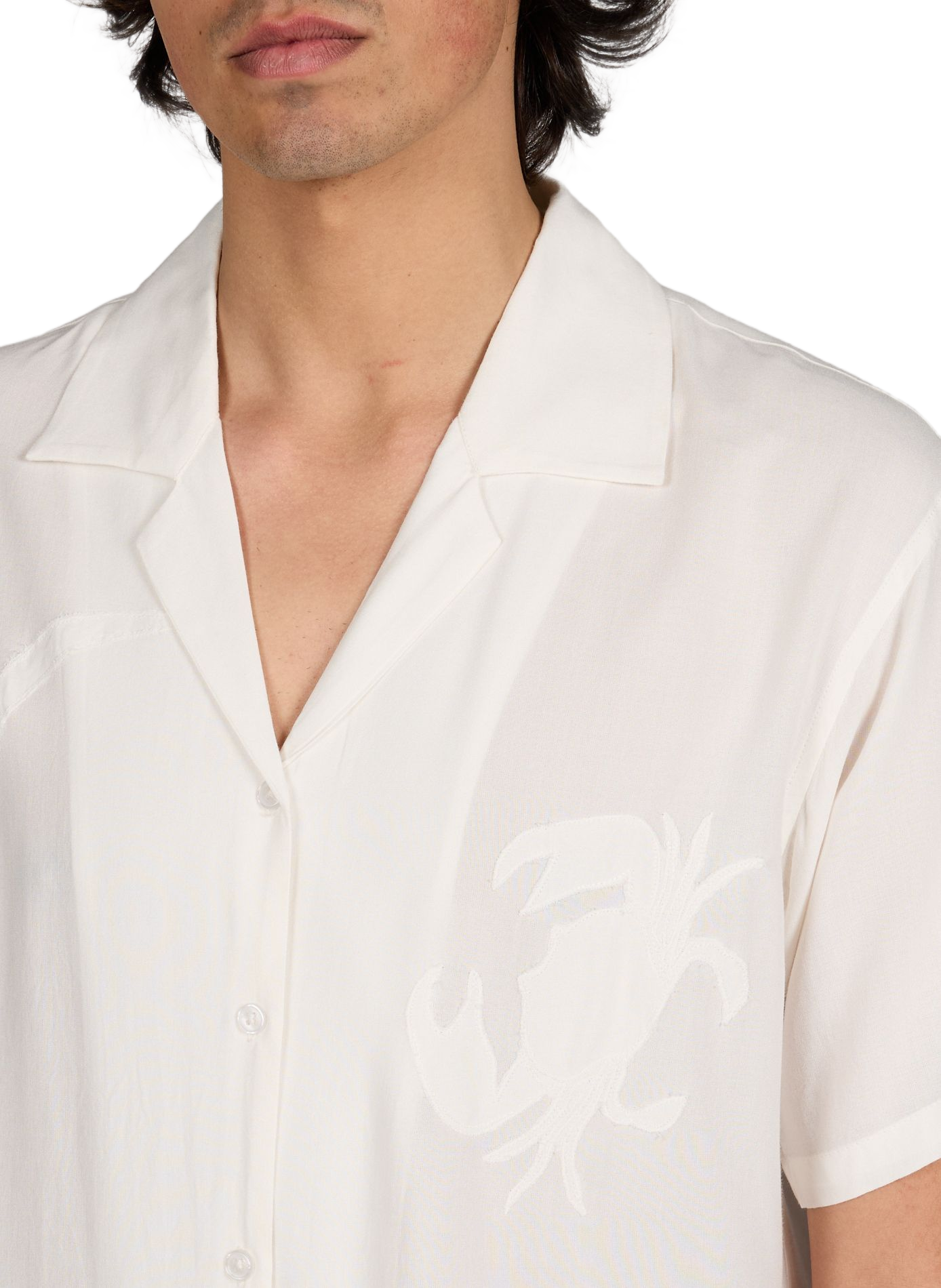 Straight Cuban collar embroidered shirt MAISON LABICHE White