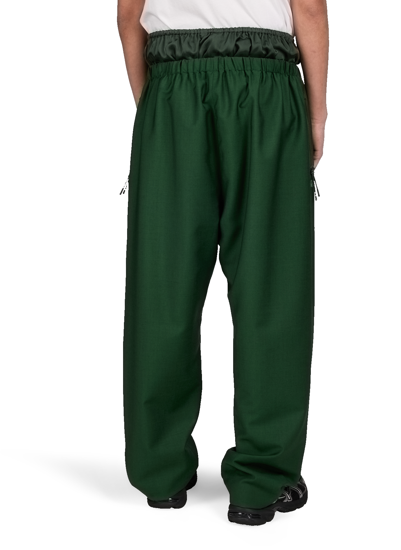 Pantalon Naoki taille doublée en laine LACOSTE Vert