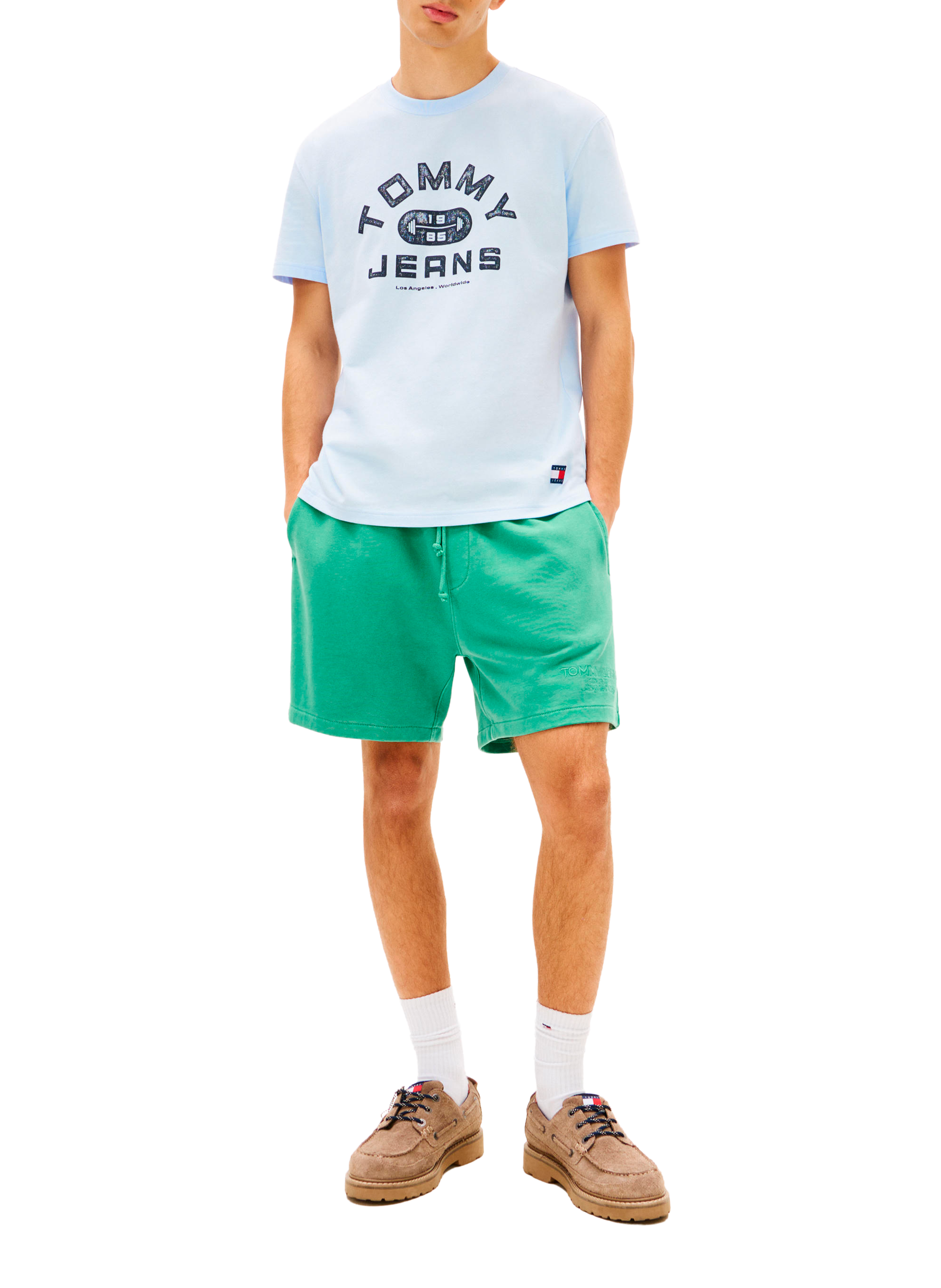 T-shirt droit imprimé en coton TOMMY HILFIGER Bleu