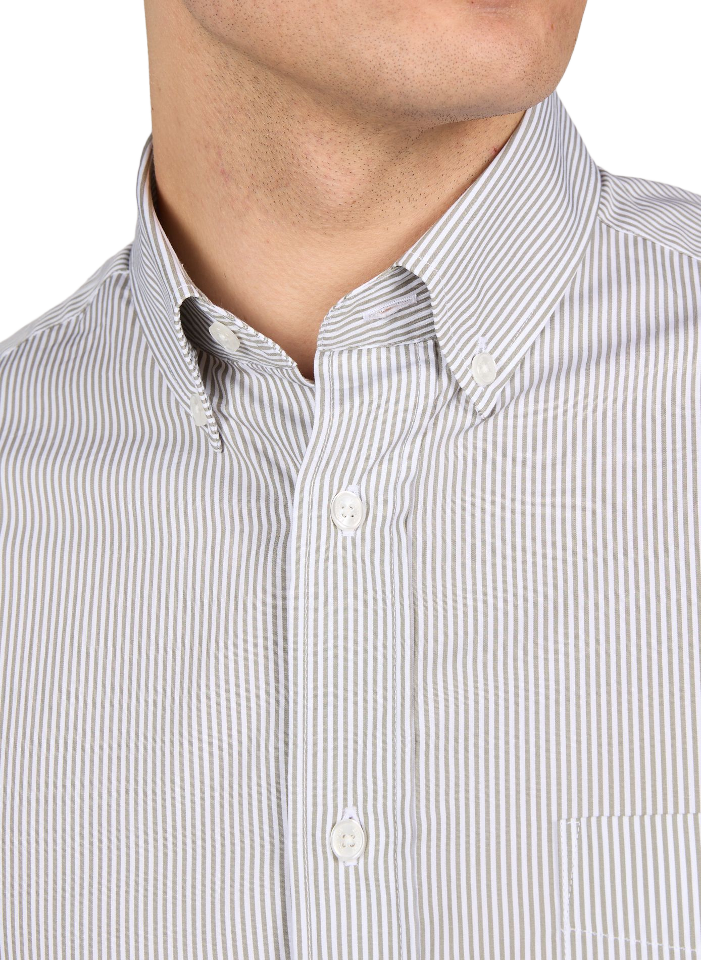 Chemise col américain à rayures en coton EDEN PARK Beige