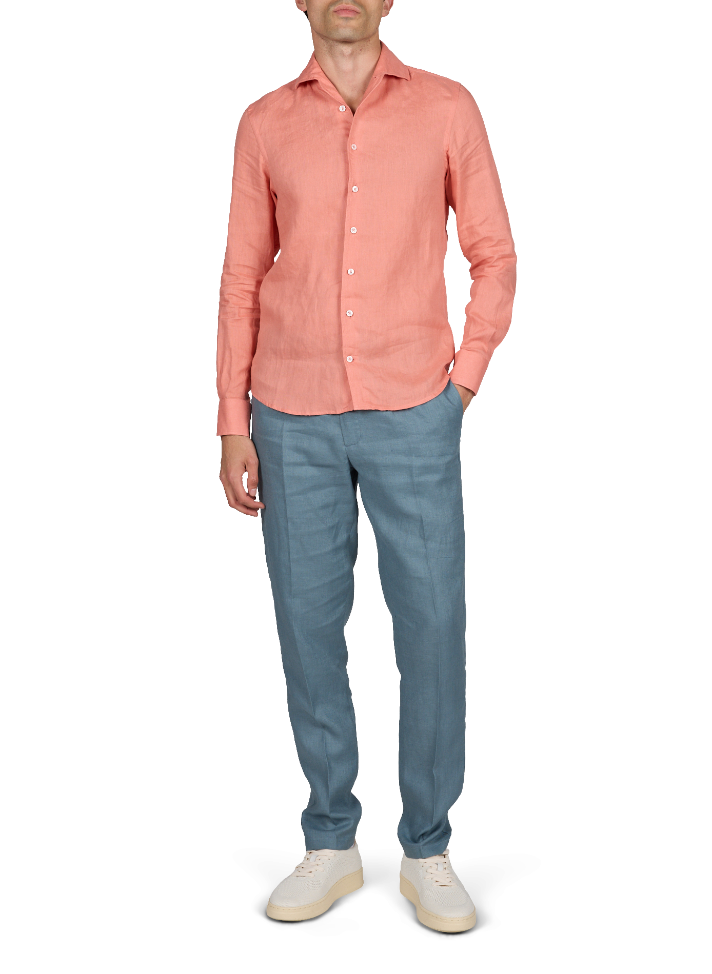 Pantalon uni en lin AURELIEN Vert