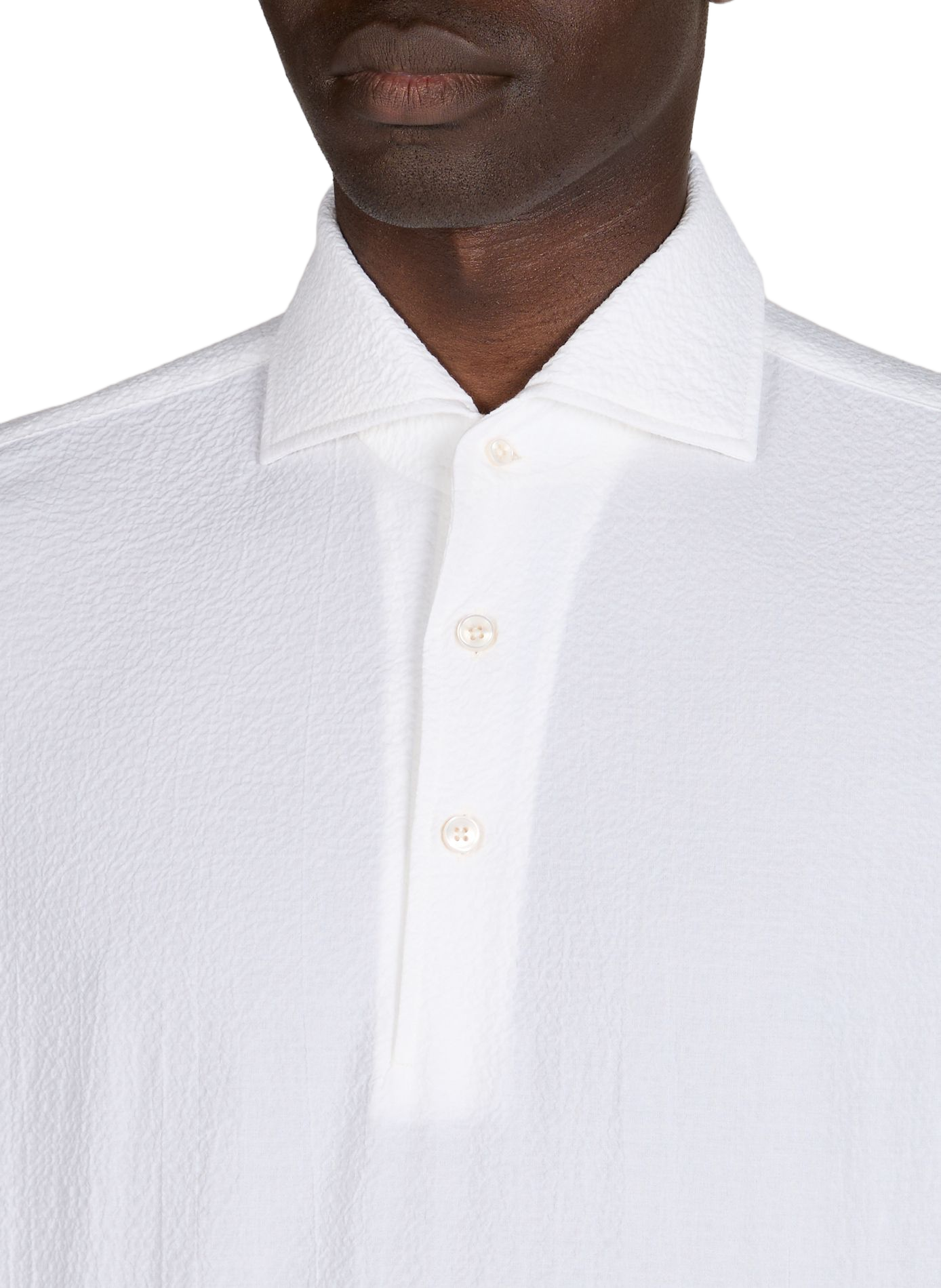 Chemise droite en coton texturé AURELIEN Blanc