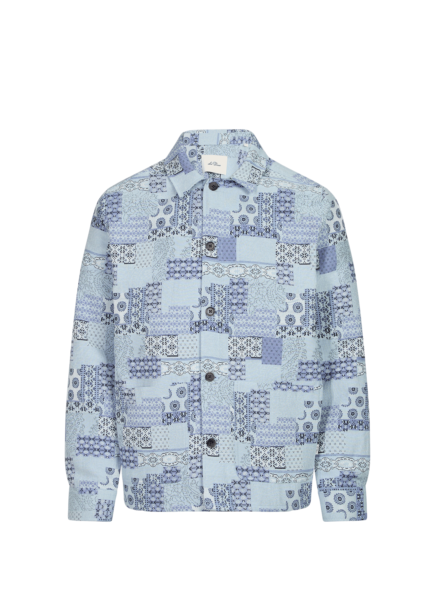 Patchwork jacquard cotton blend overshirt LES DEUX Blue