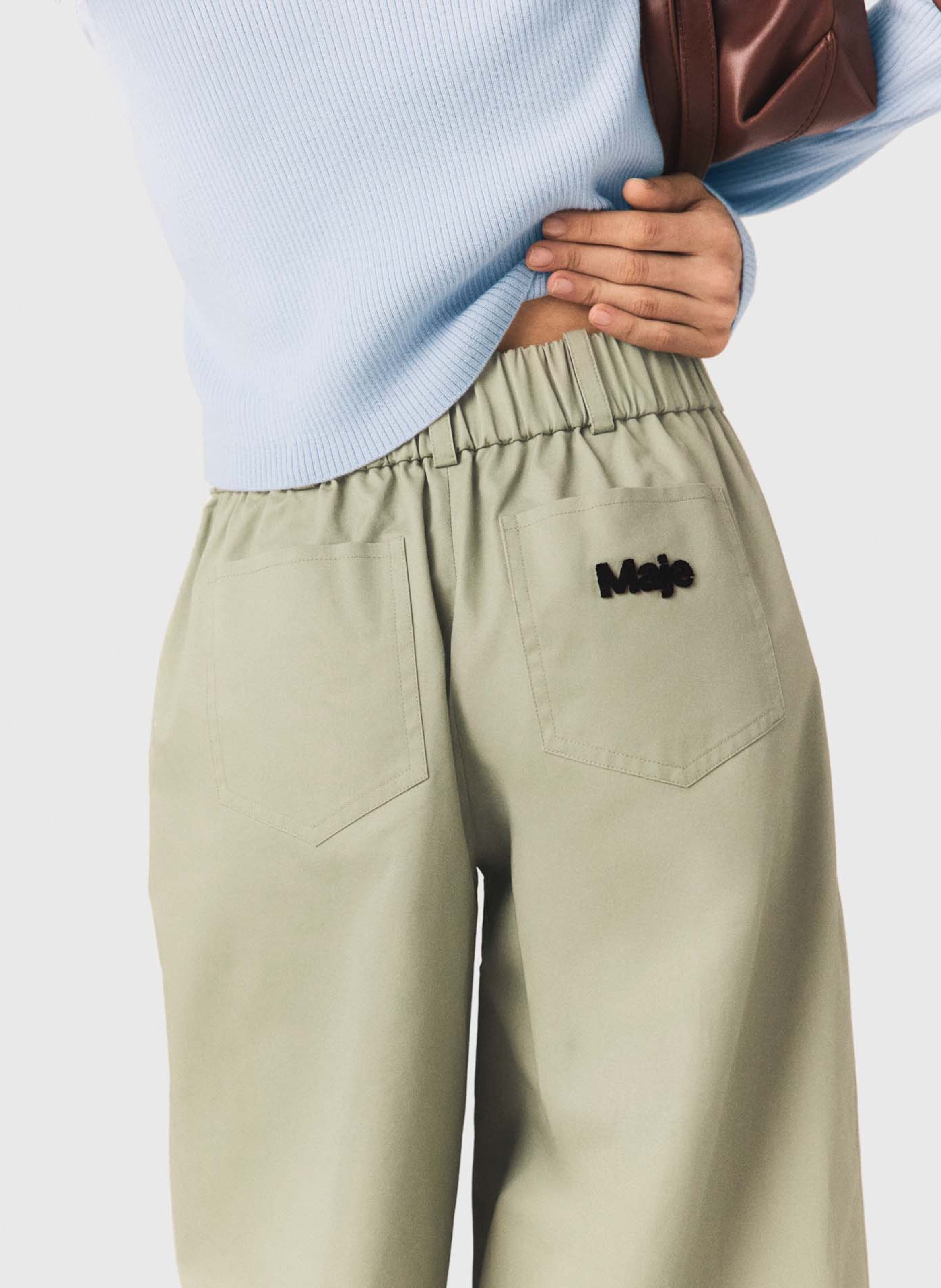 Pantalon large en coton | Kaki MAJE Femme