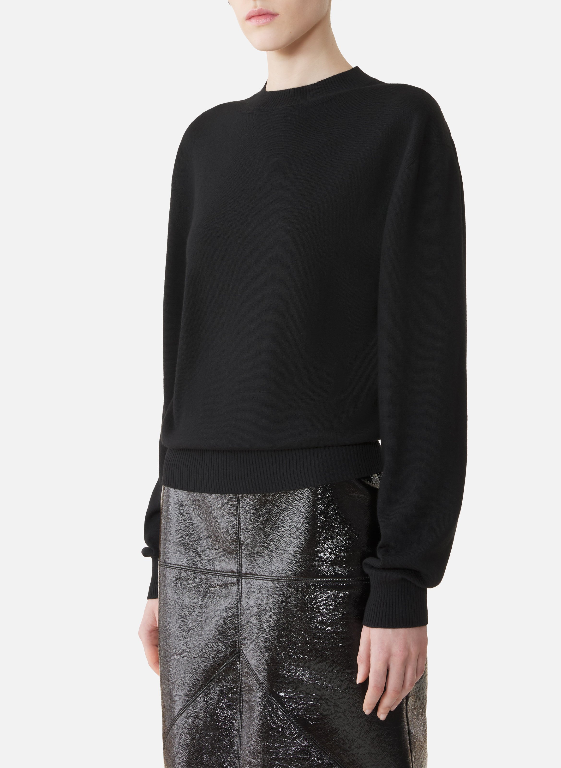 Pull détail gros grain en mérinos LANVIN Noir