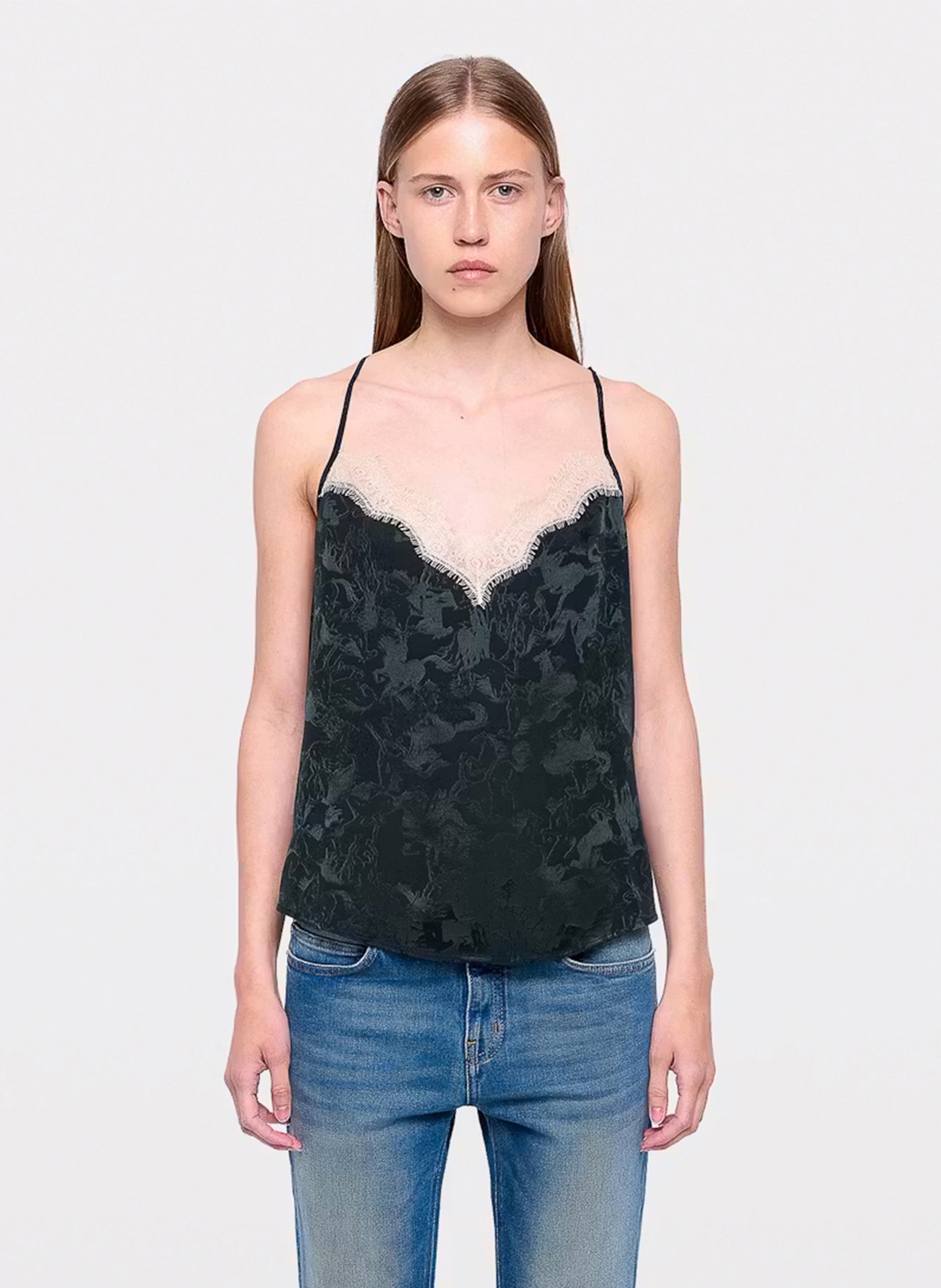 Zijden tanktop met rechte pasvorm cespa ZADIG&VOLTAIRE Groen