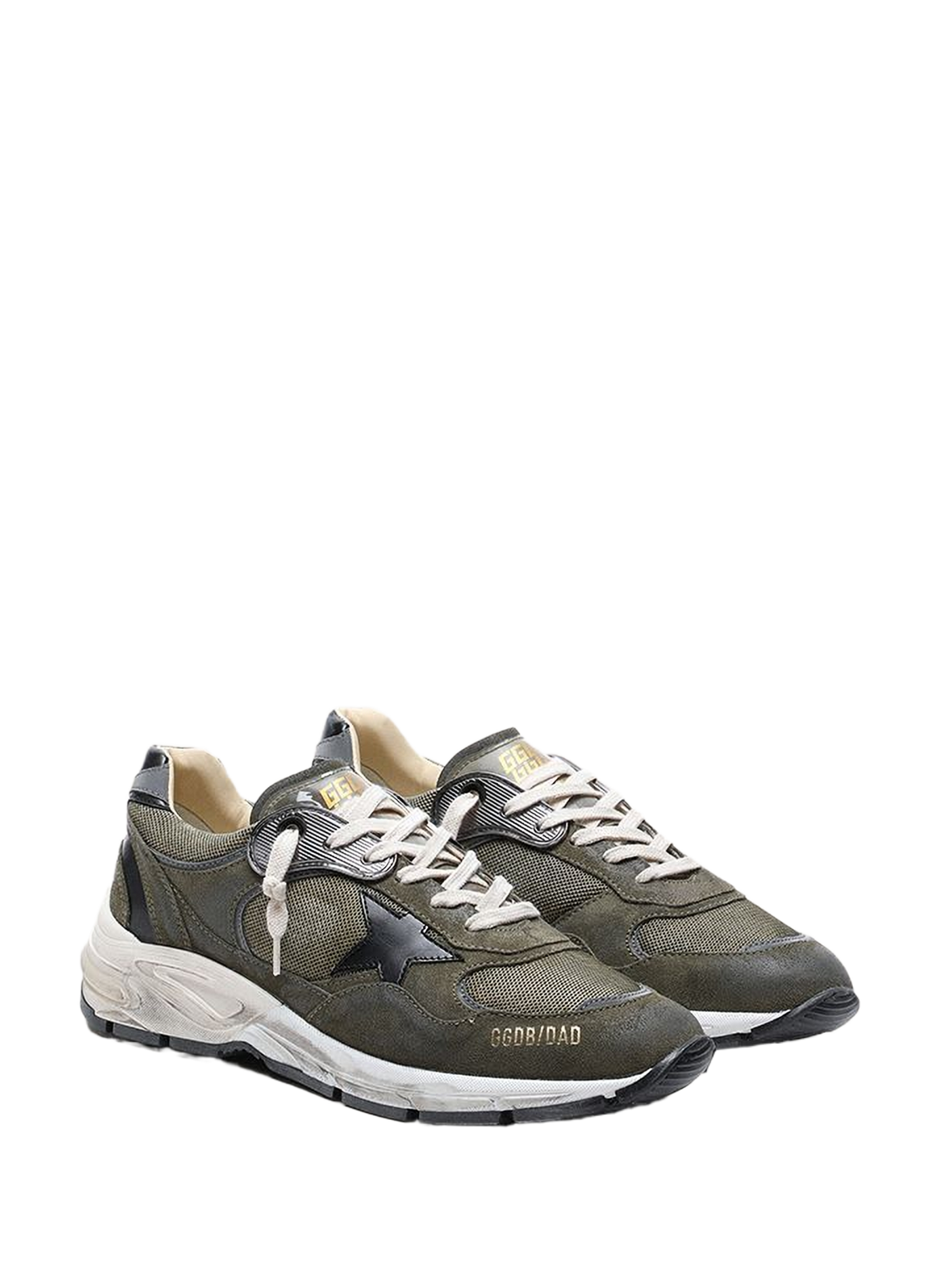 Mixed leather low-top sneakers GOLDEN GOOSE Khaki