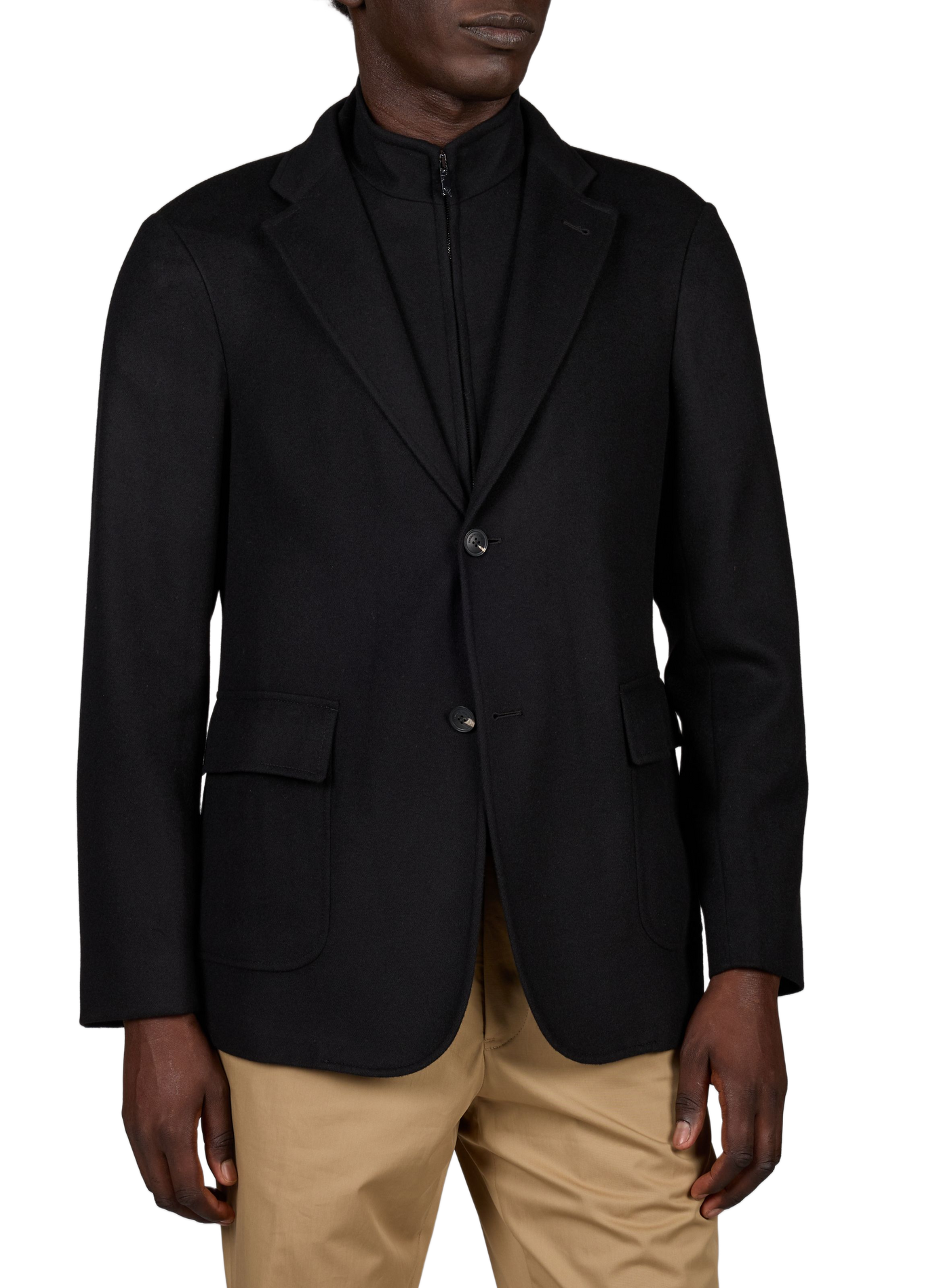 Veste légère droite en laine et cachemire EMPORIO ARMANI Noir