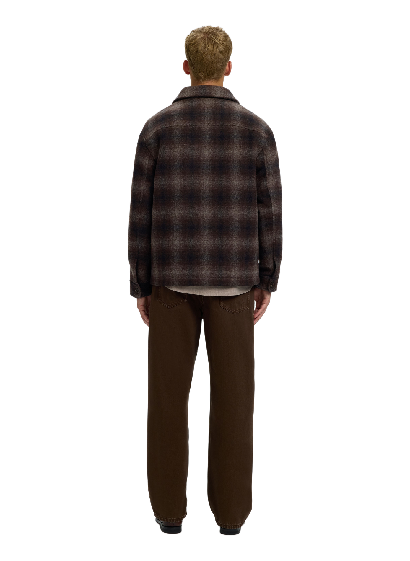 Rechte geruite overshirt SELECTED Bruin