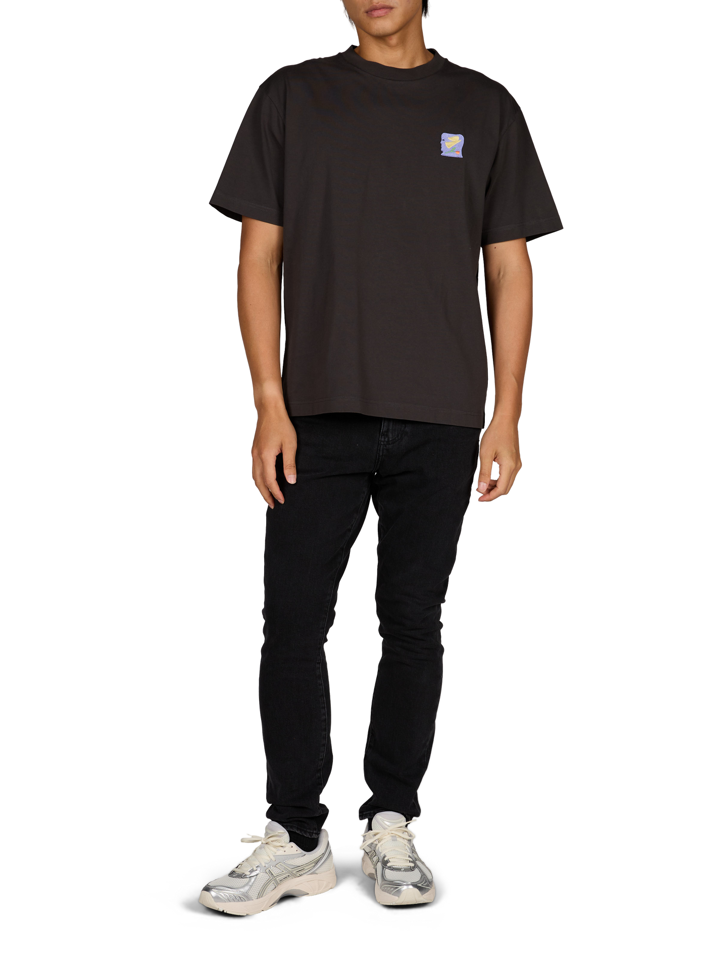 Straight T-shirt with chest embroidery OLOW Black