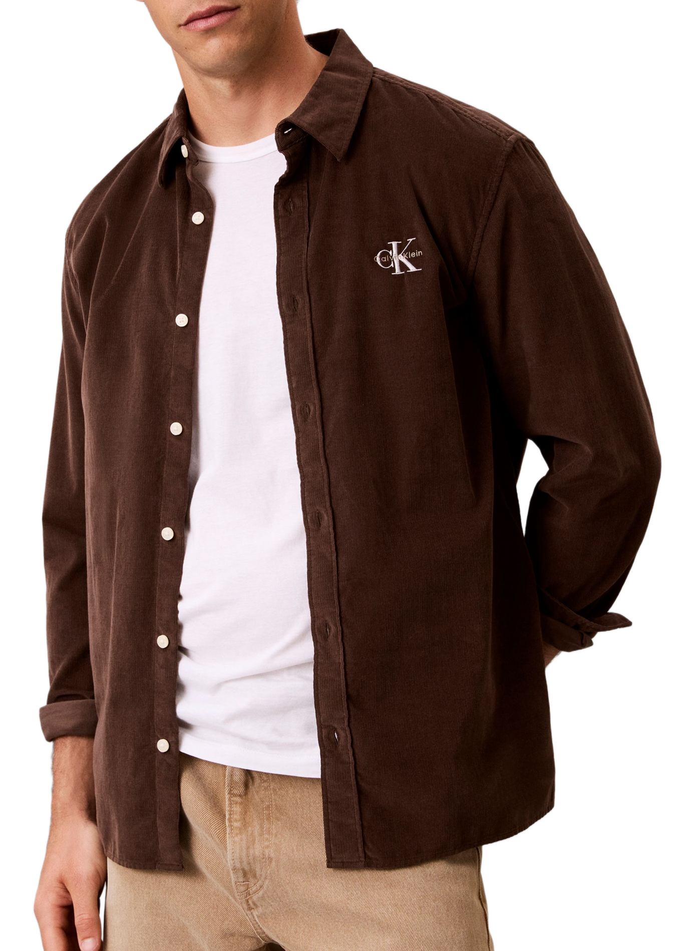 Straight cotton corduroy shirt CALVIN KLEIN Brown