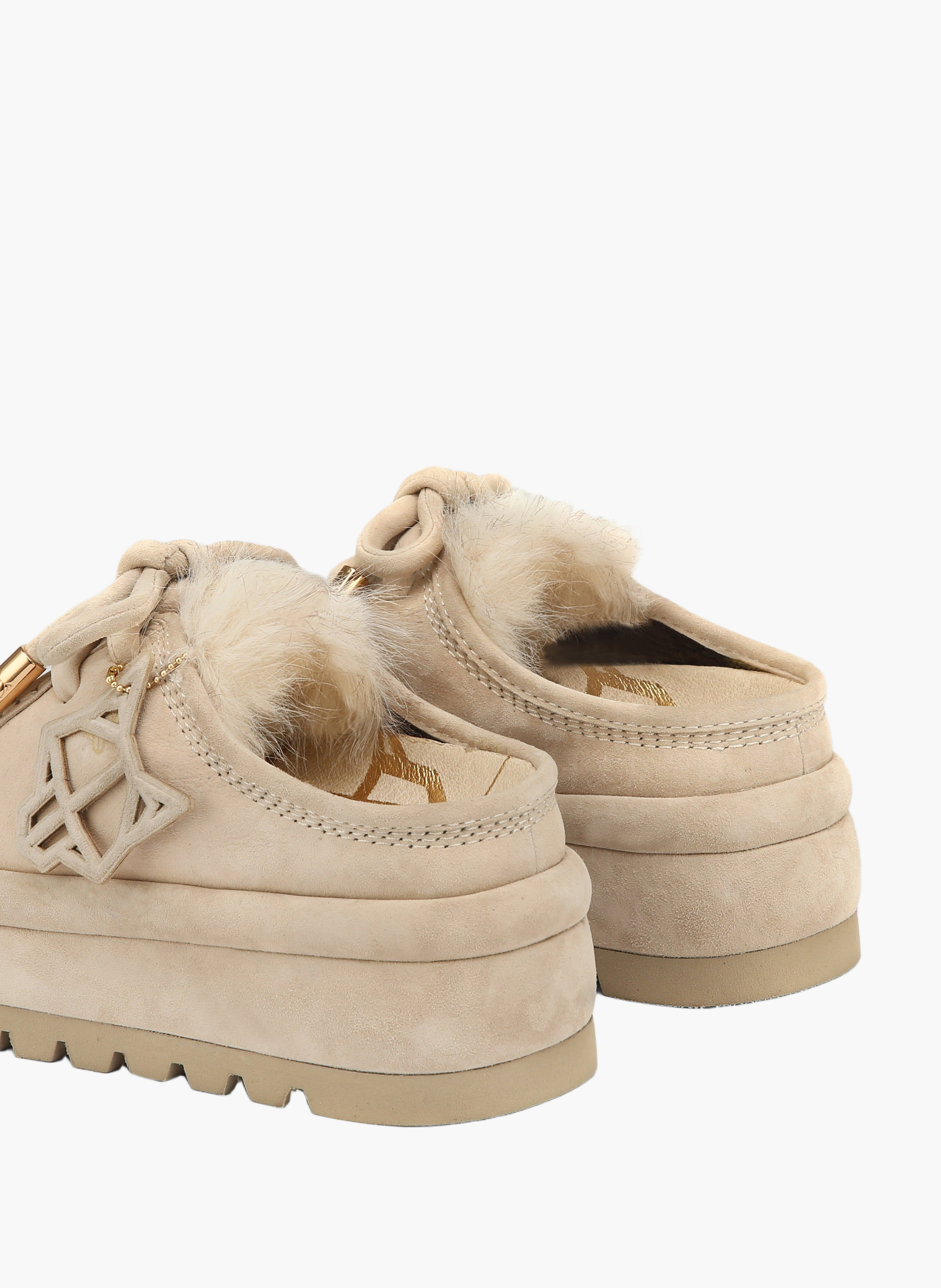 Mules blizzard en daim NAKED WOLFE Blanc