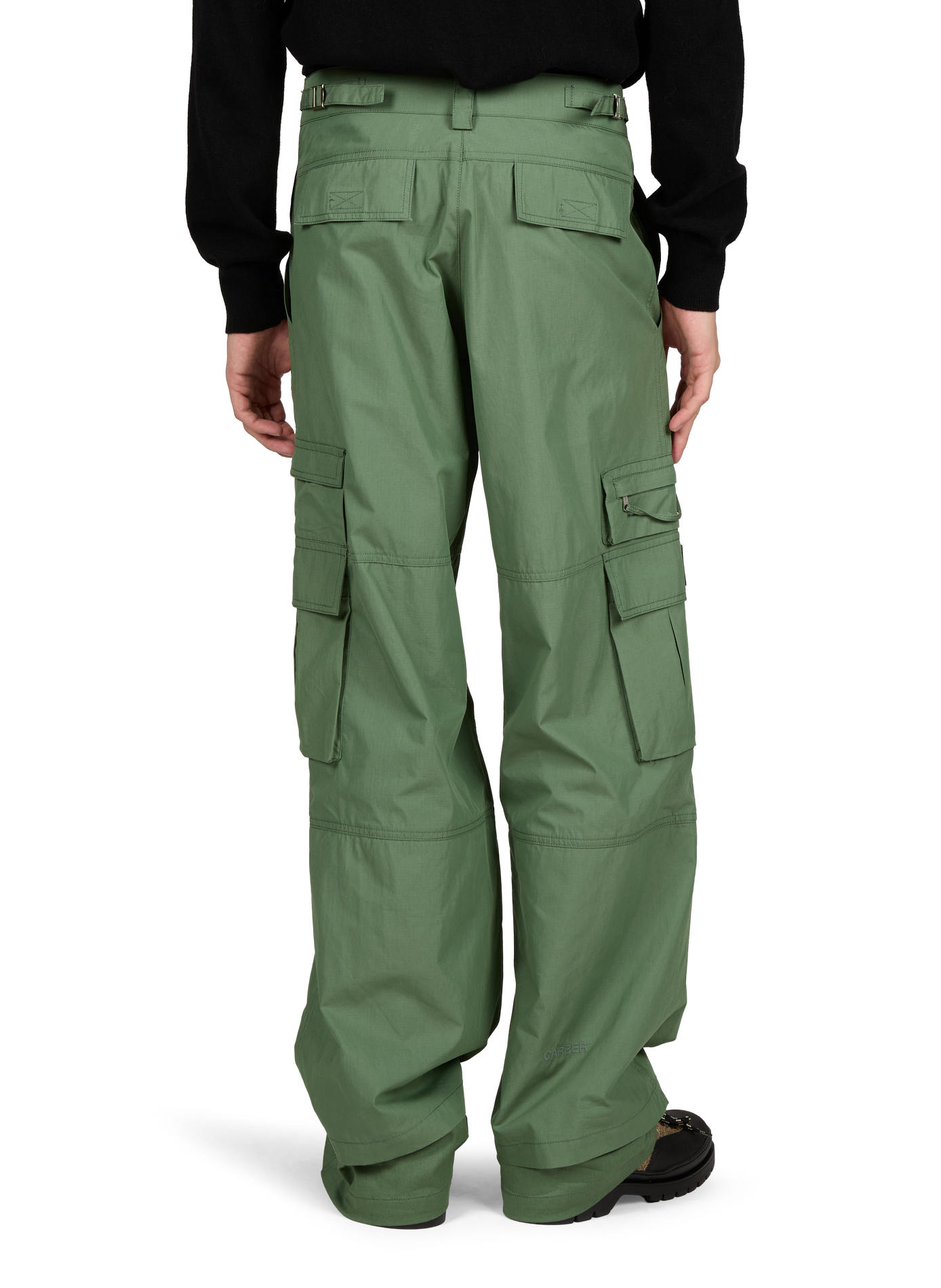 Plain wide-leg cargo trousers CARRER Green