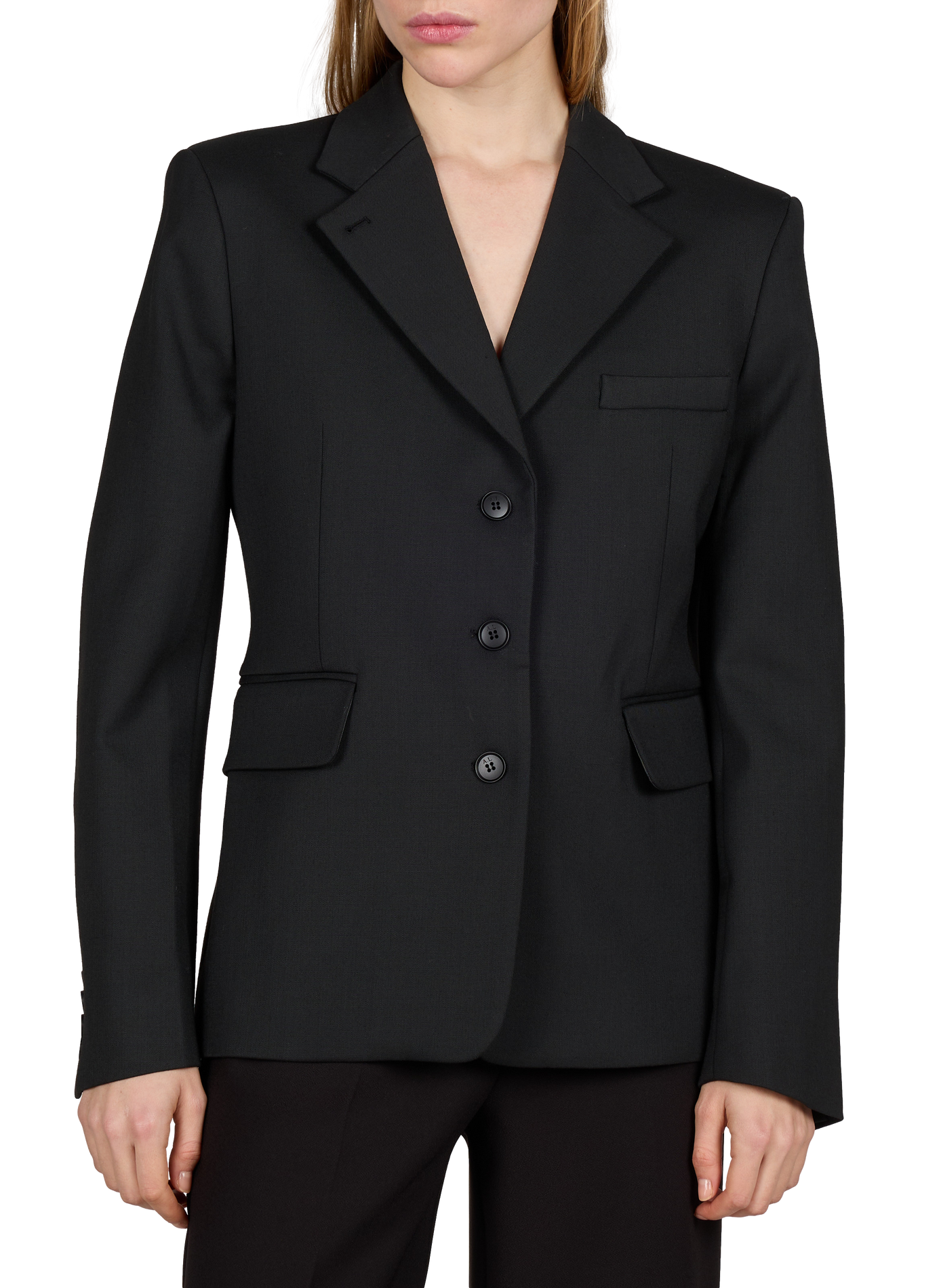 Cillian plain straight-cut tailored jacket ALMADA Black