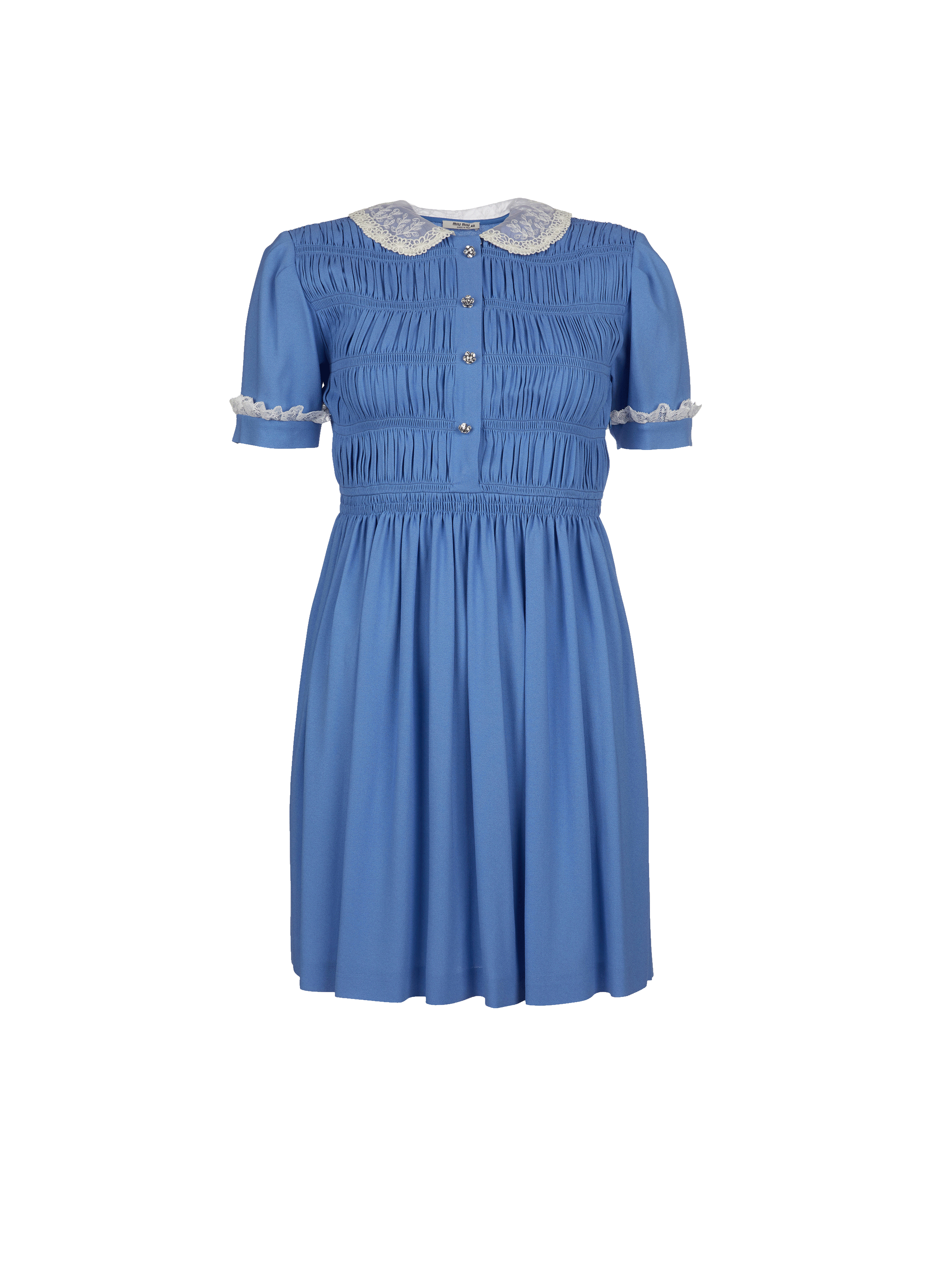 Robe à col claudine en viscose mélangée