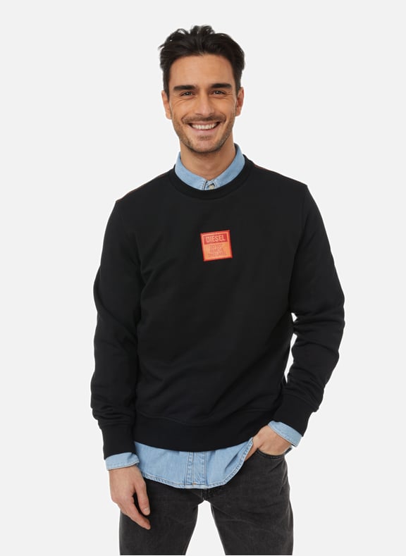 Sweat à patch logo en coton Noir by DIESEL DIESEL Sweat à patch logo en coton Noir