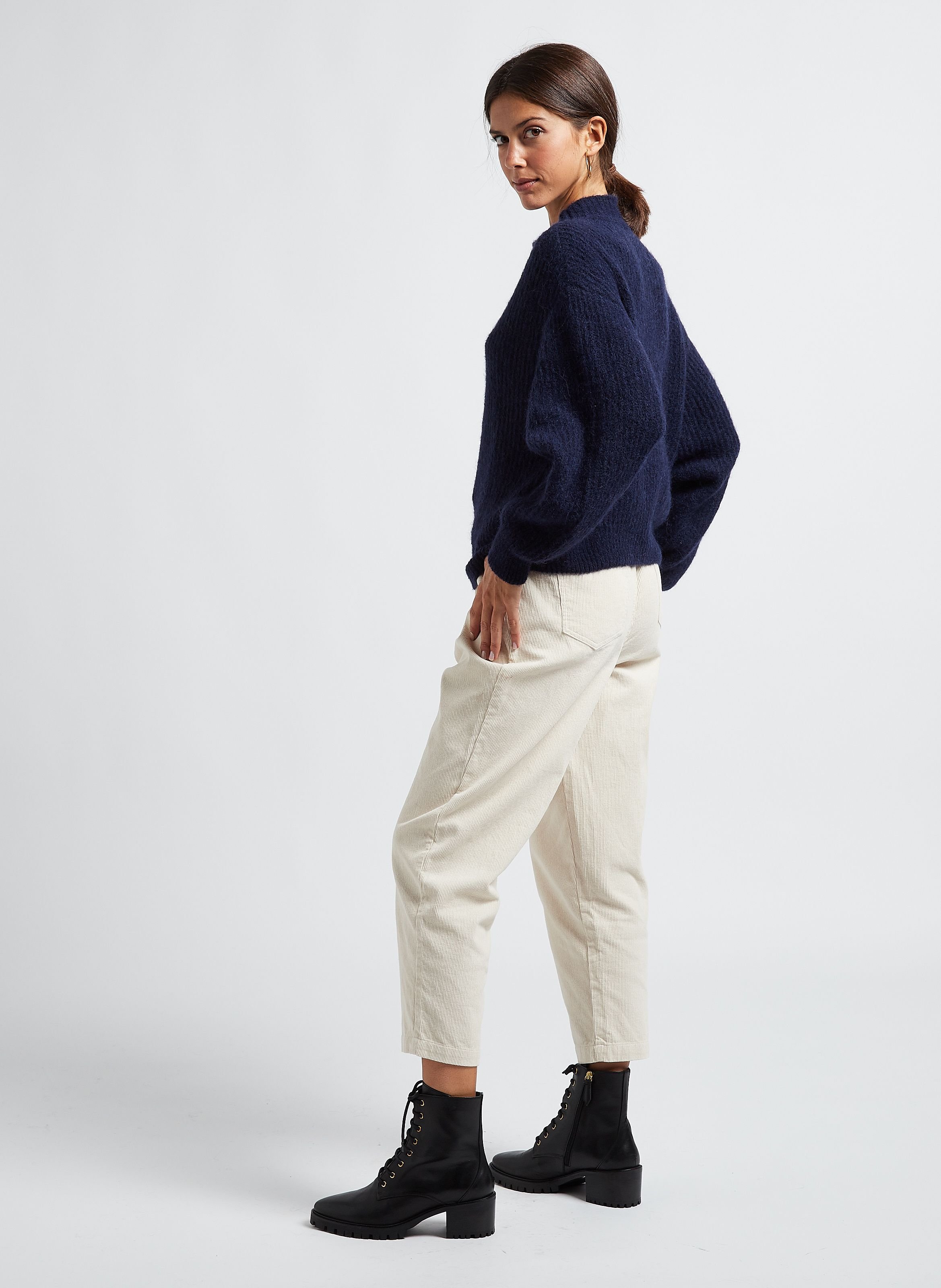 Pull oversize col montant east AMERICAN VINTAGE Bleu