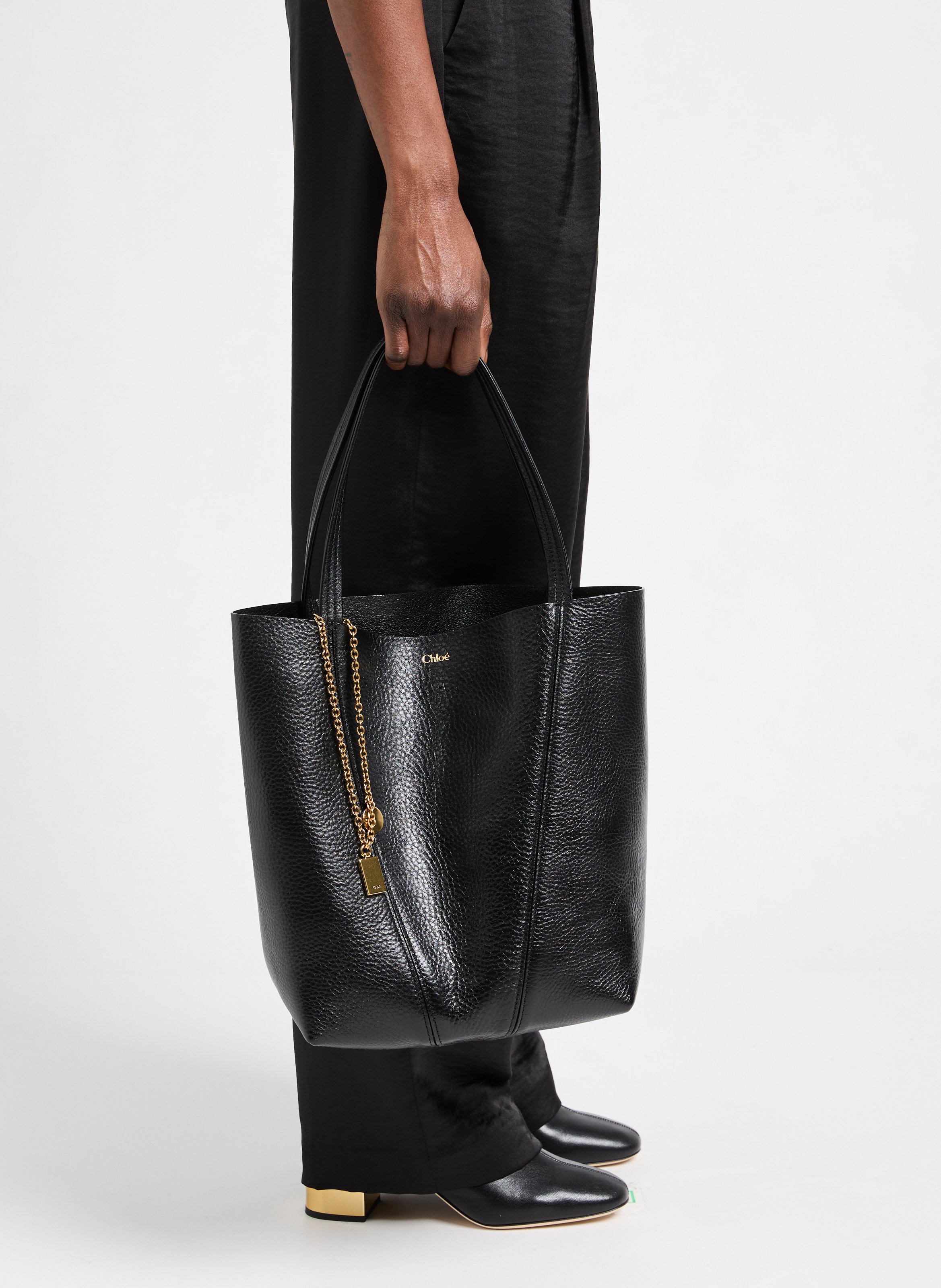 Sac cabas Spin en cuir grainé CHLOÉ Noir