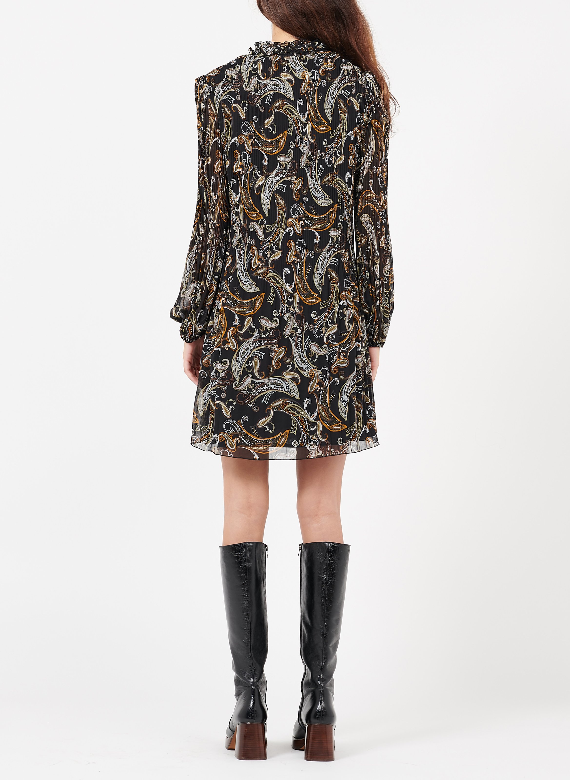 Bottes talons hauts bout carré en cuir betina JONAK Noir