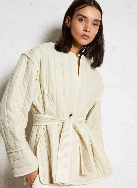 Veste col rond matelassée en coton eclipse Vert by SOEUR SOEUR Veste col rond matelassée en coton eclipse Vert