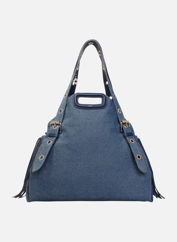 Sac porté épaule en denim de coton miss m xl Bleu by MAJE MAJE Sac porté épaule en denim de coton miss m xl Bleu