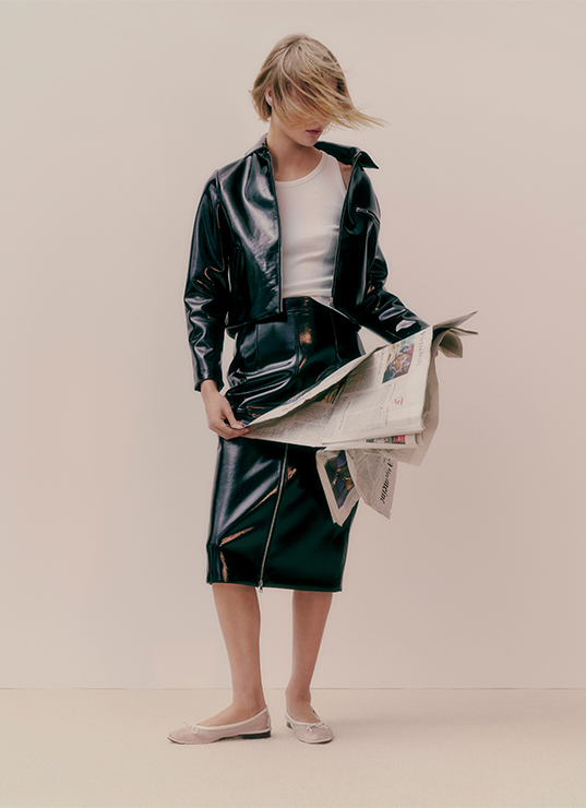 Saison 1865 veste et jupe en cuir pour femme Printemps