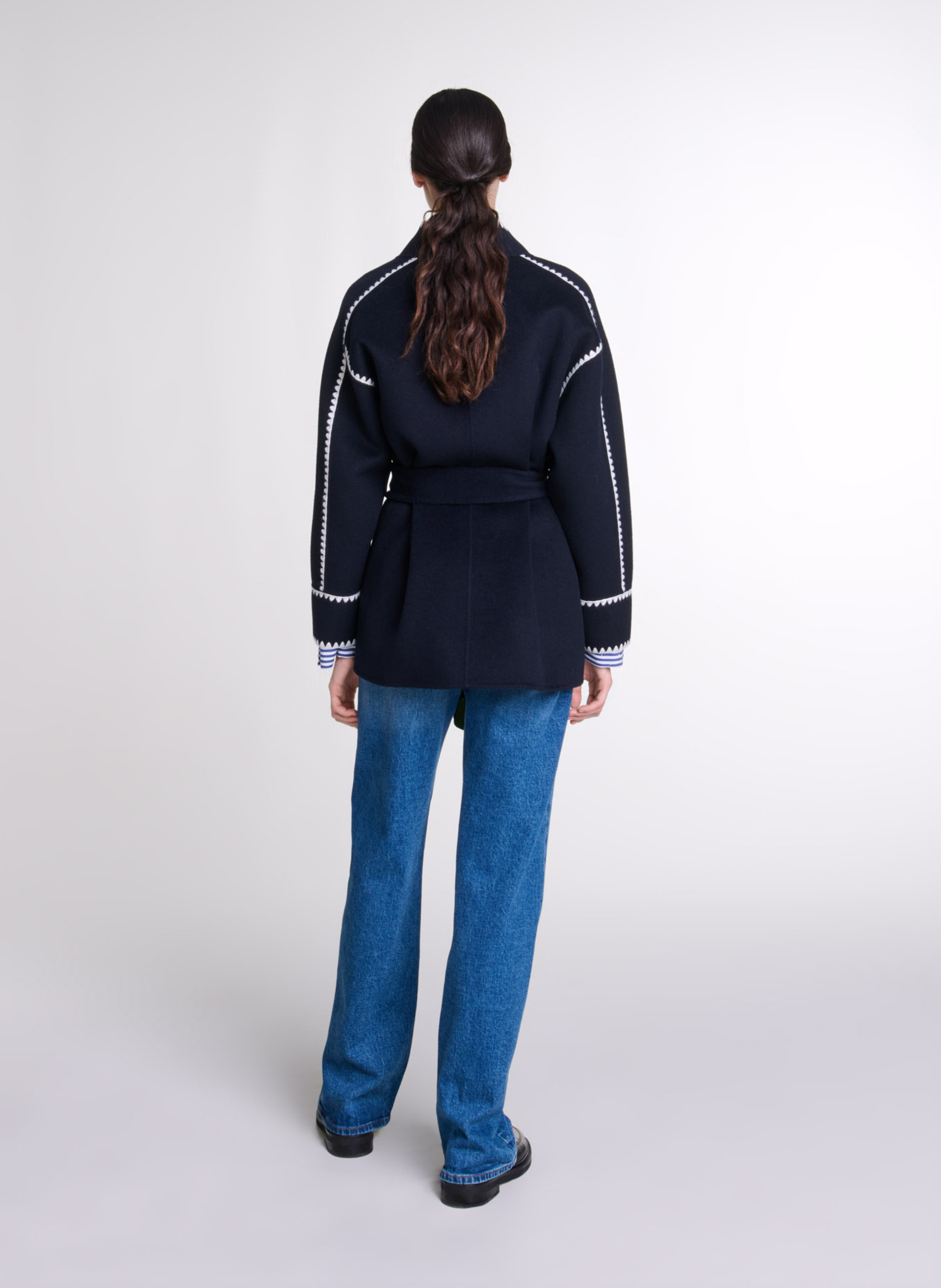 Veste col montant en laine mélangée MAJE Bleu