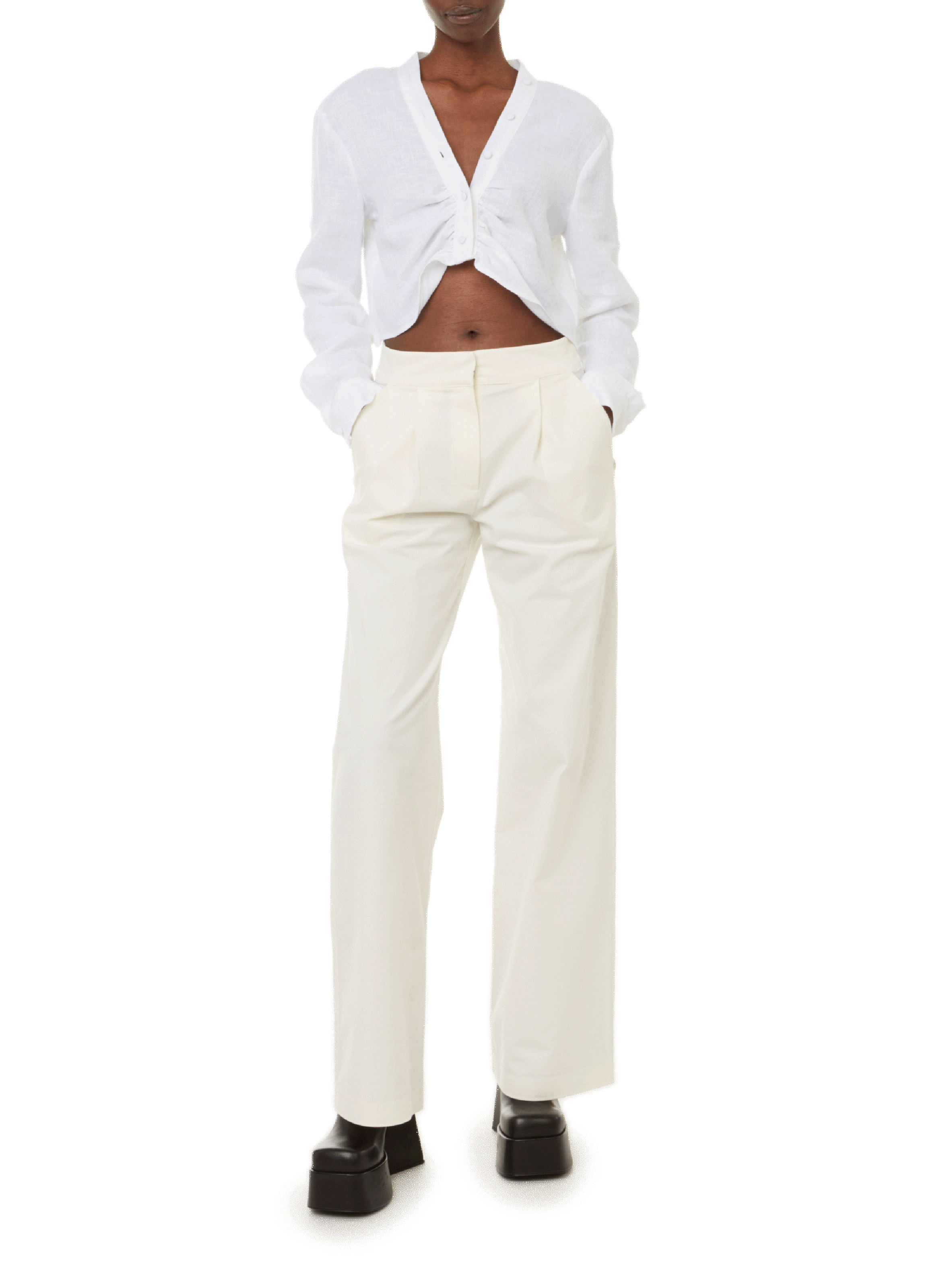 Cropped linen shirt SELMACILEK White