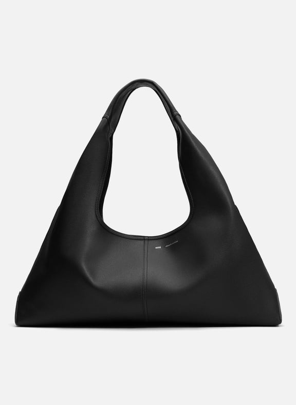 Sac porté epaule etienne en cuir souple unisexe Noir by AMI PARIS AMI PARIS Sac porté epaule etienne en cuir souple unisexe Noir