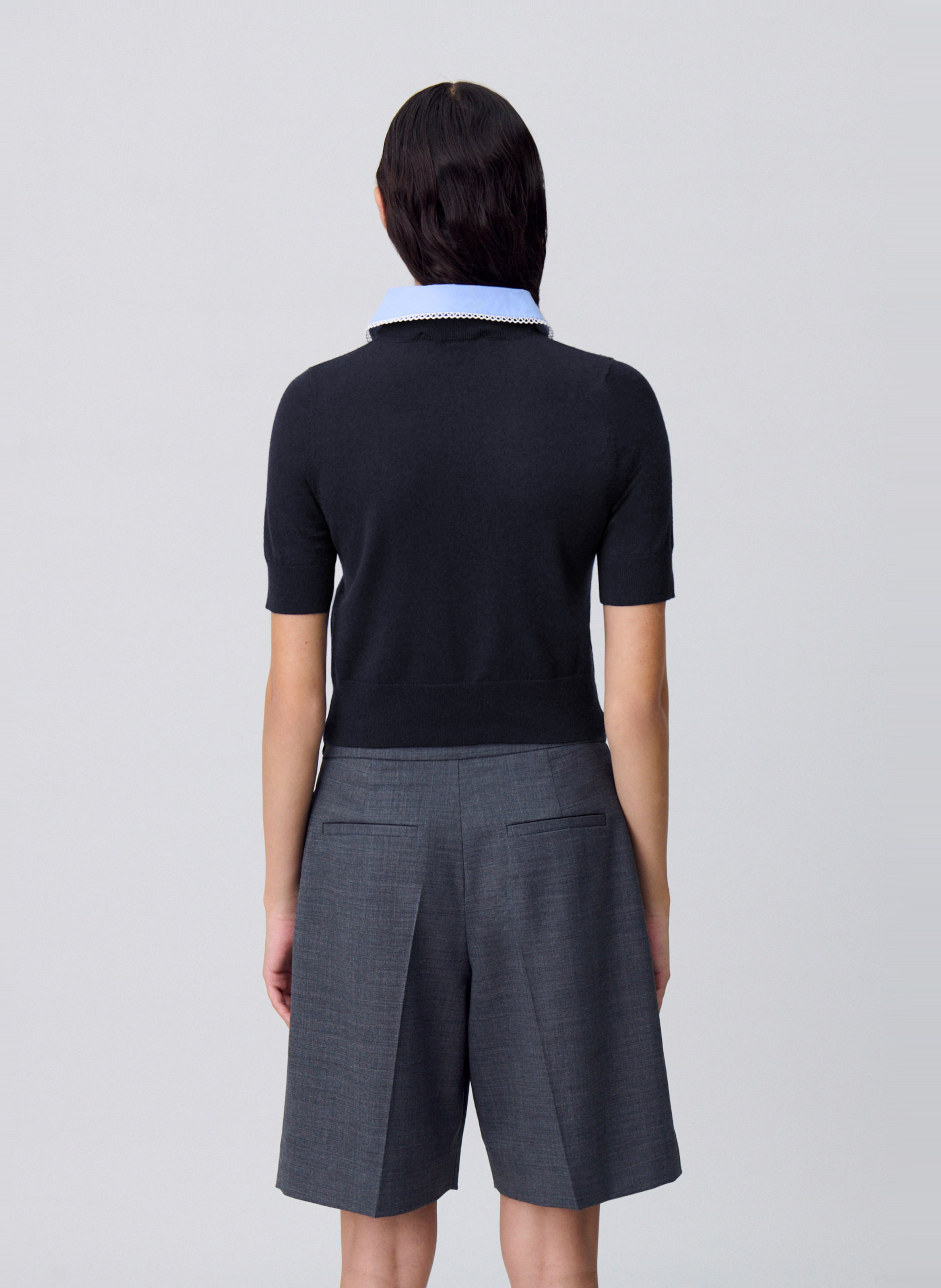 Pull manches courtes en maille fine CLAUDIE PIERLOT Bleu