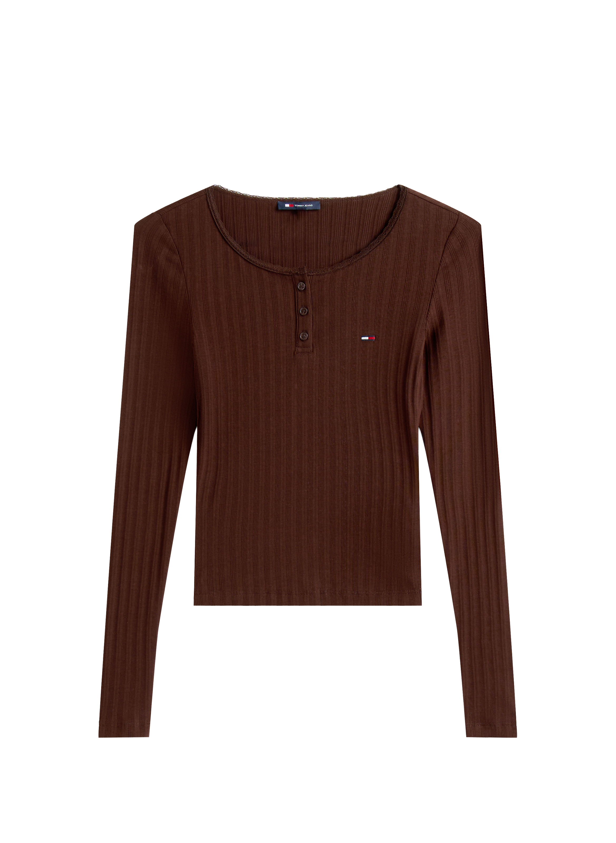 Fitted logo T-shirt TOMMY HILFIGER Brown